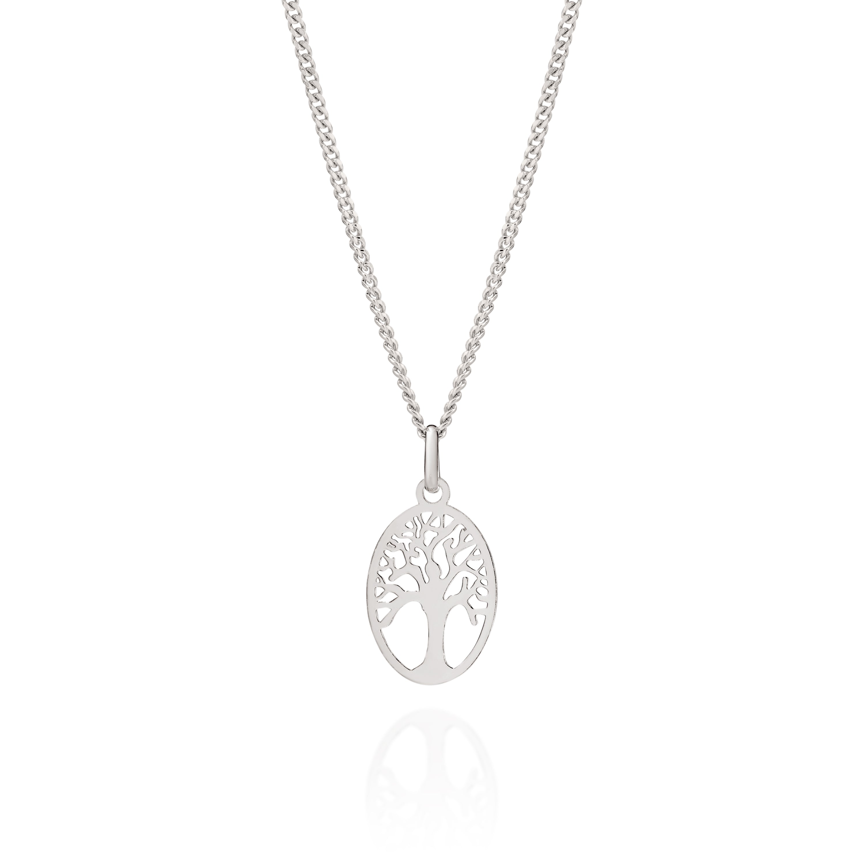 Silver oval tree of life pendant