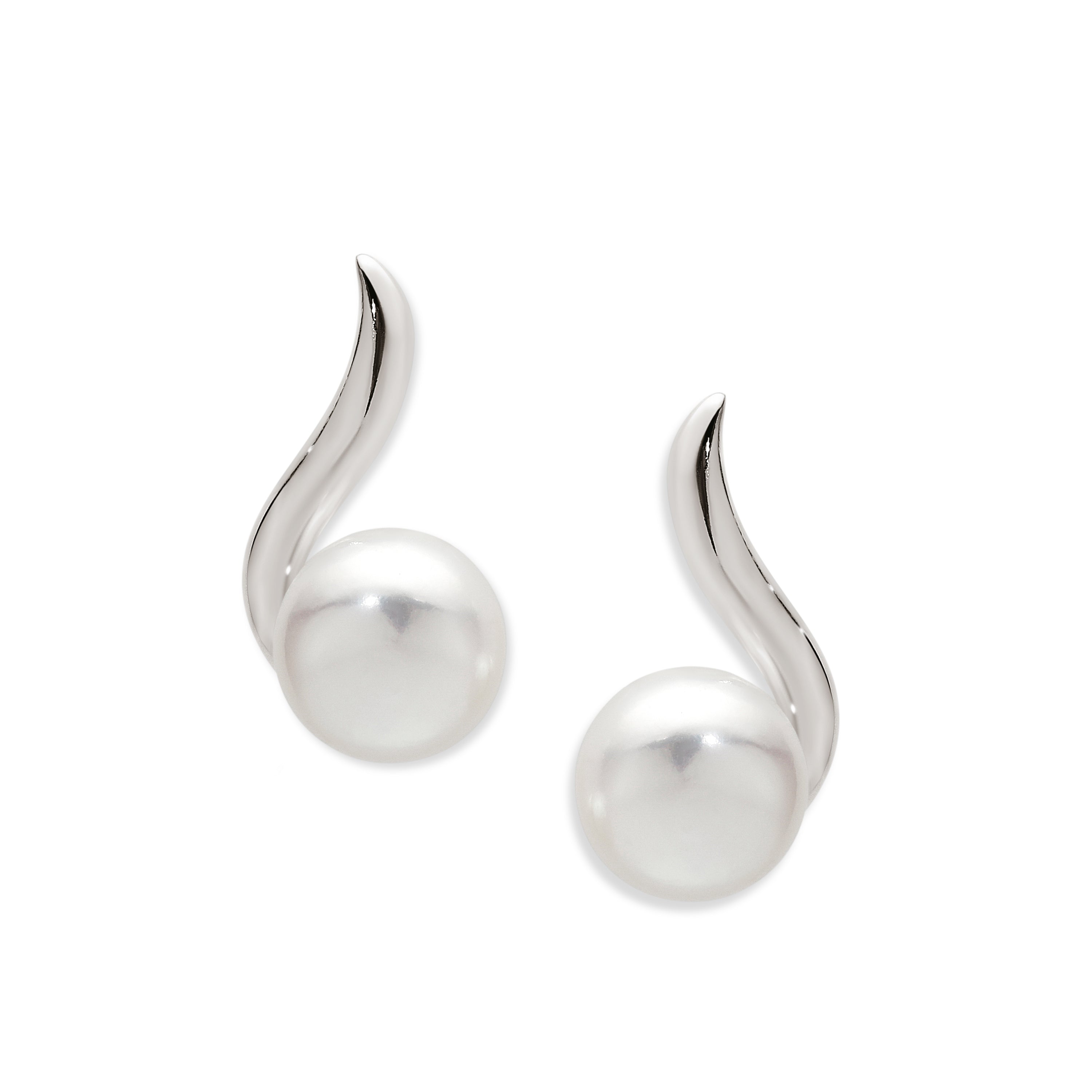 Silver pearl flame studs