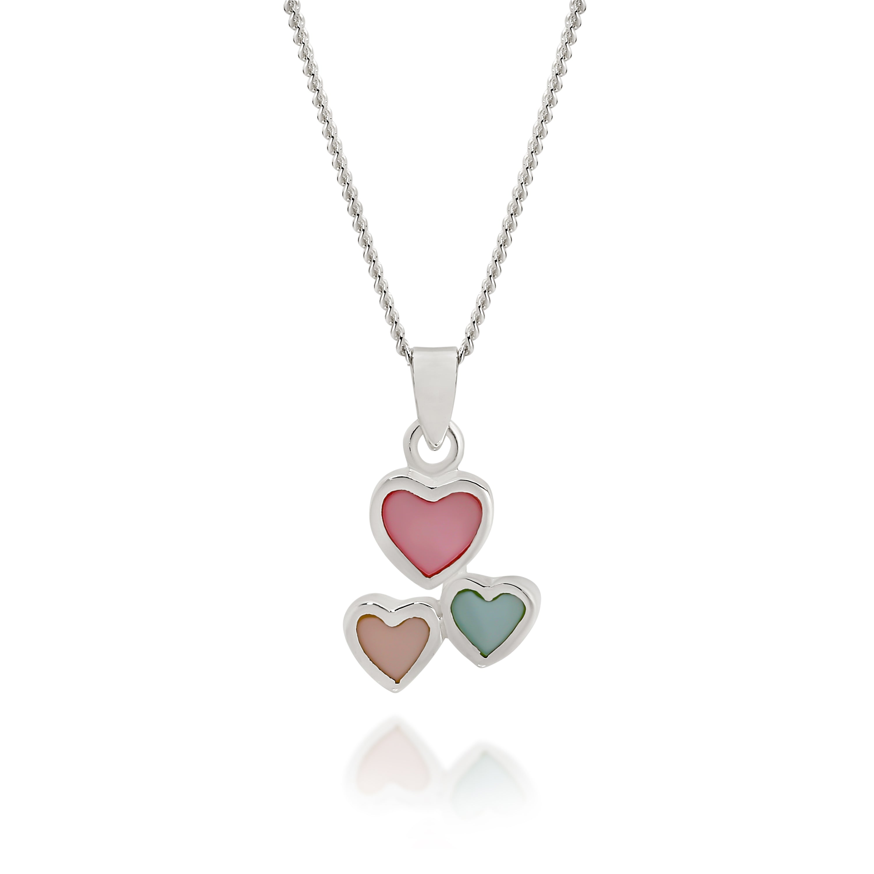 Silver rainbow heart pendant