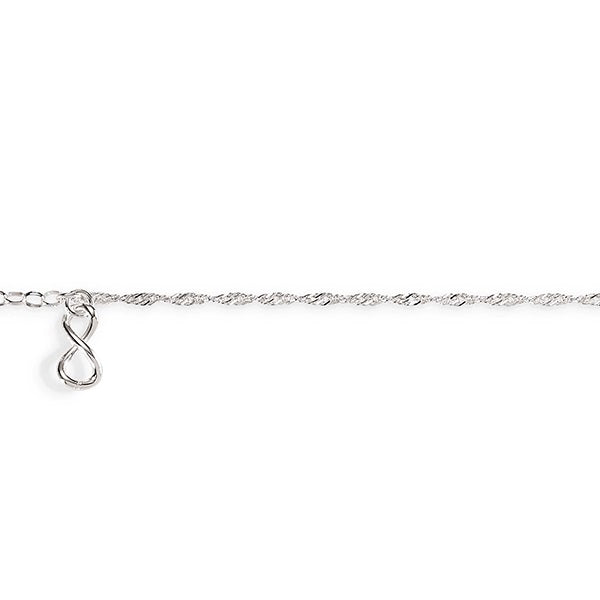 Silver singapore rope infinity anklet