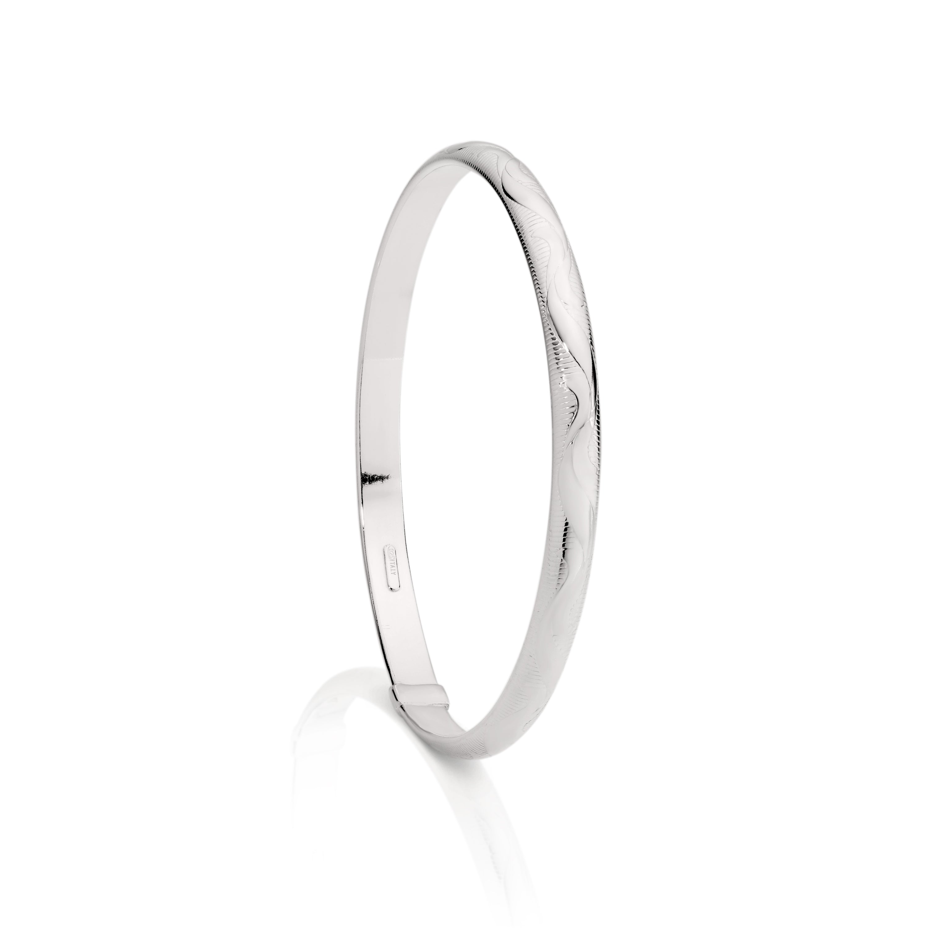 Silver 6mm engraved bangle 65mm