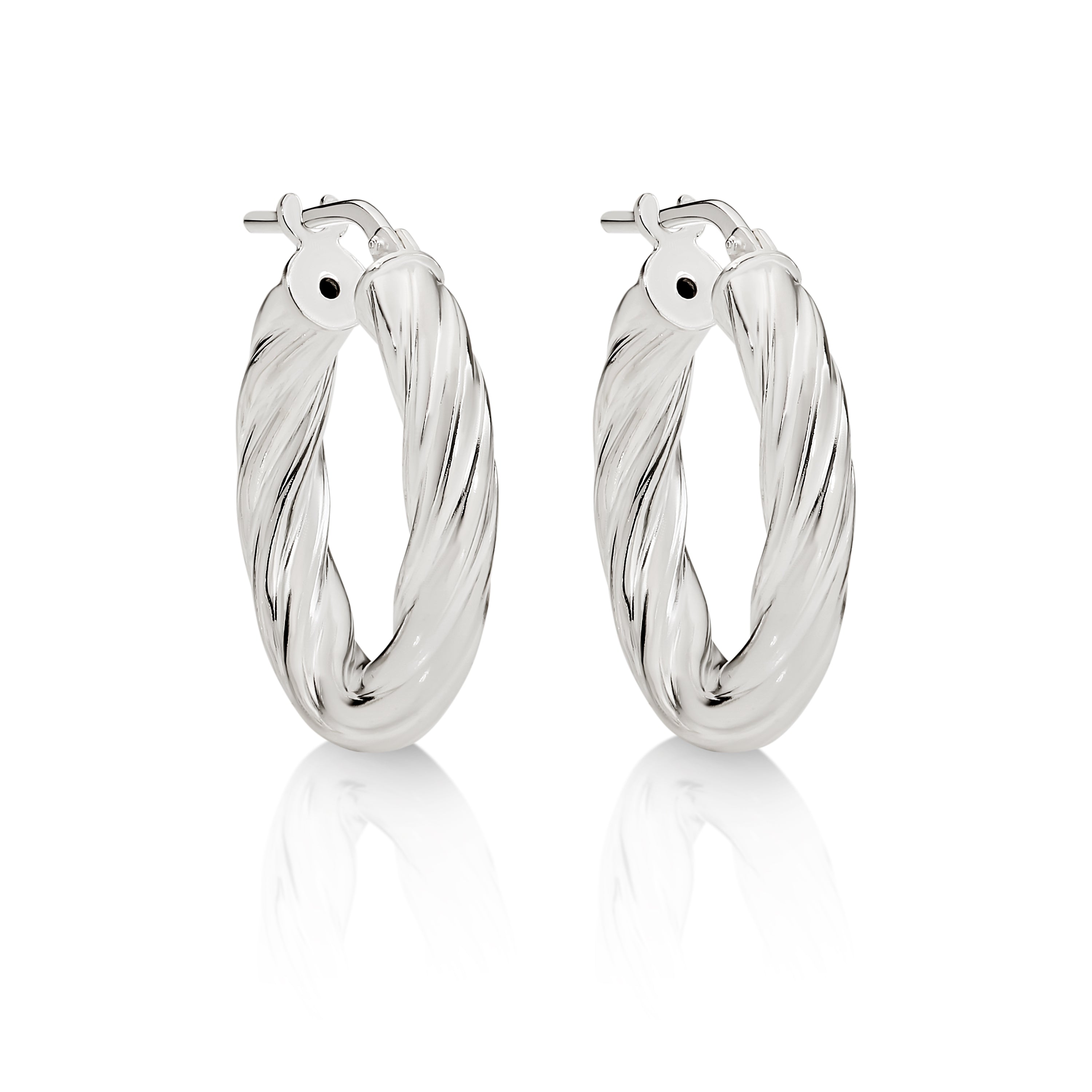 Silver thick twist hoops 15mm