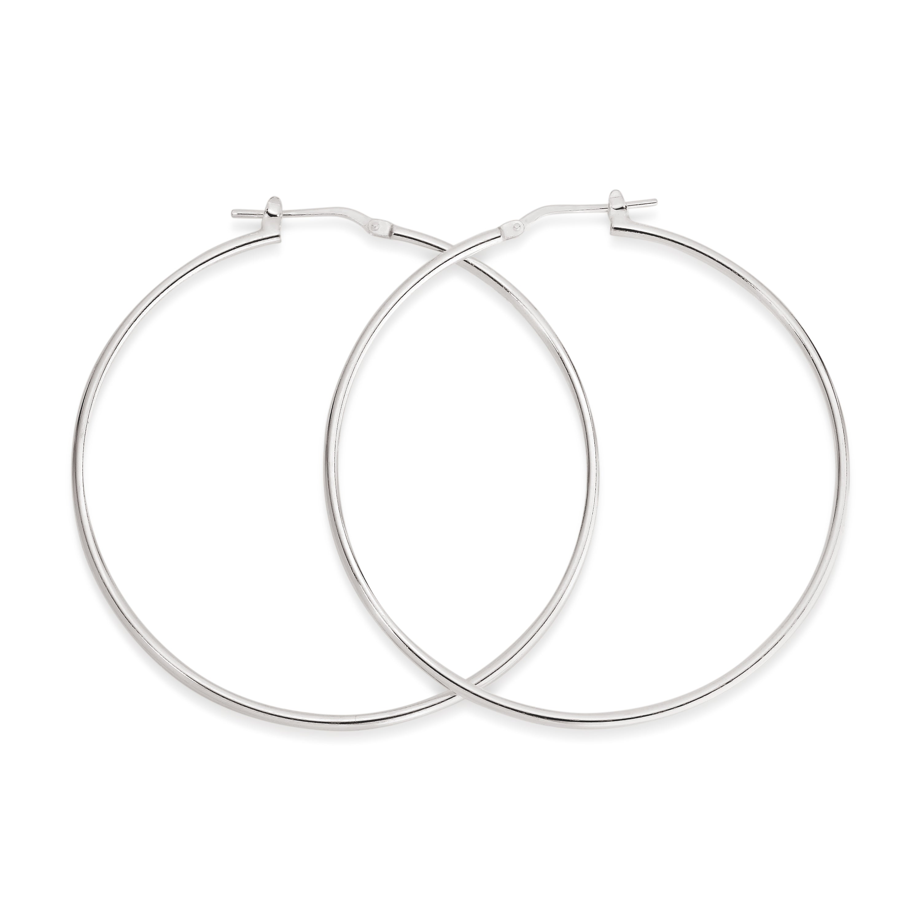 Silver polished hoops 50mm