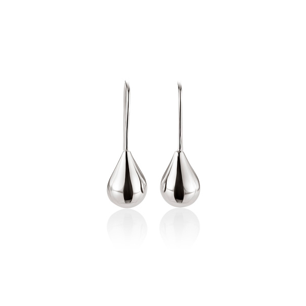 Silver polished teardrop earrings