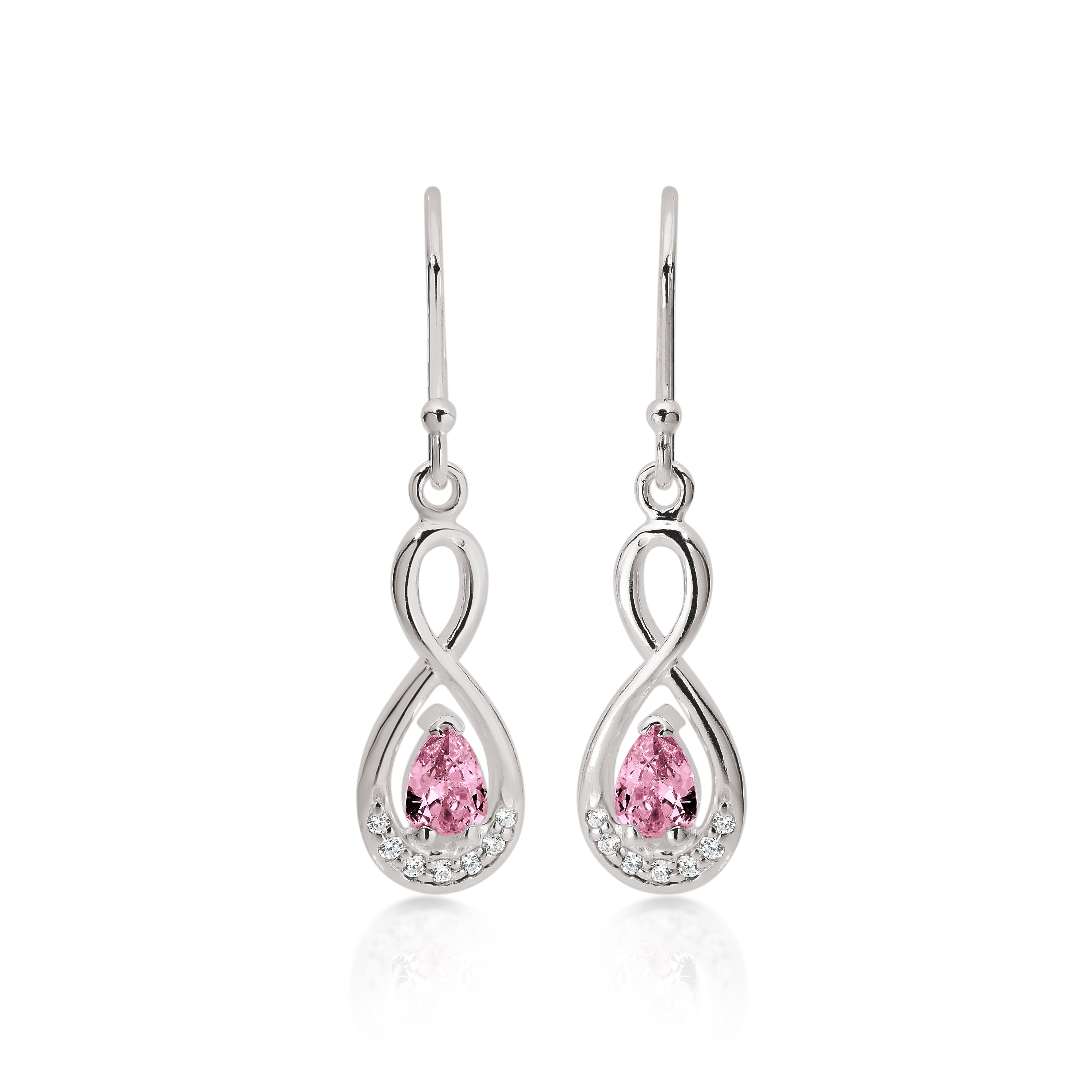 Silver pink CZ infinity drops