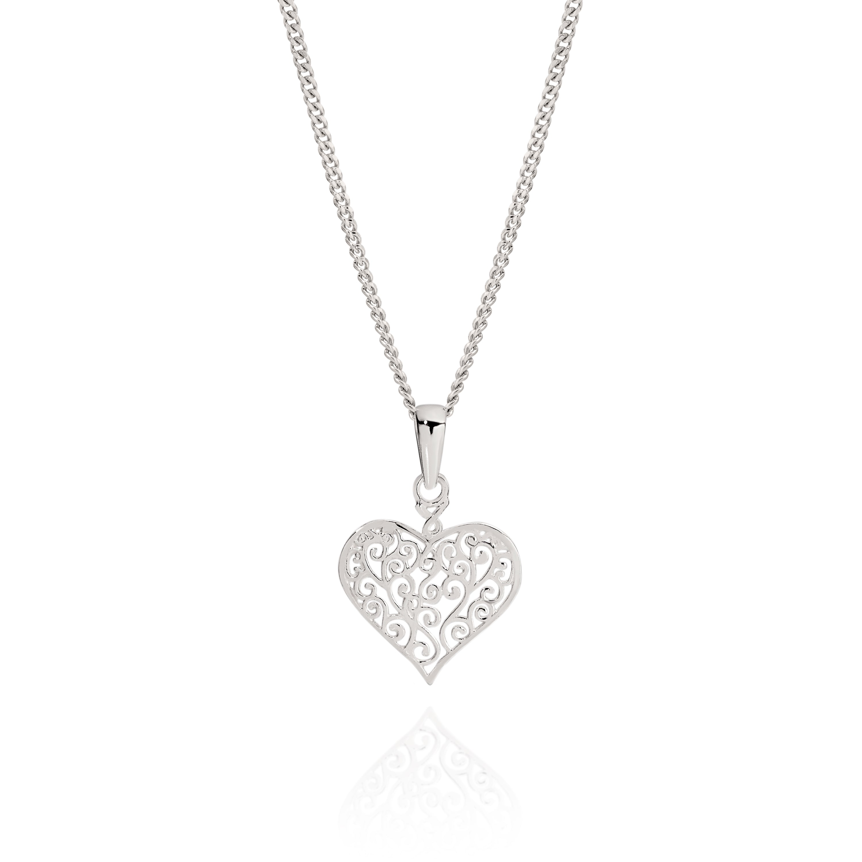 Silver filigree heart pendant
