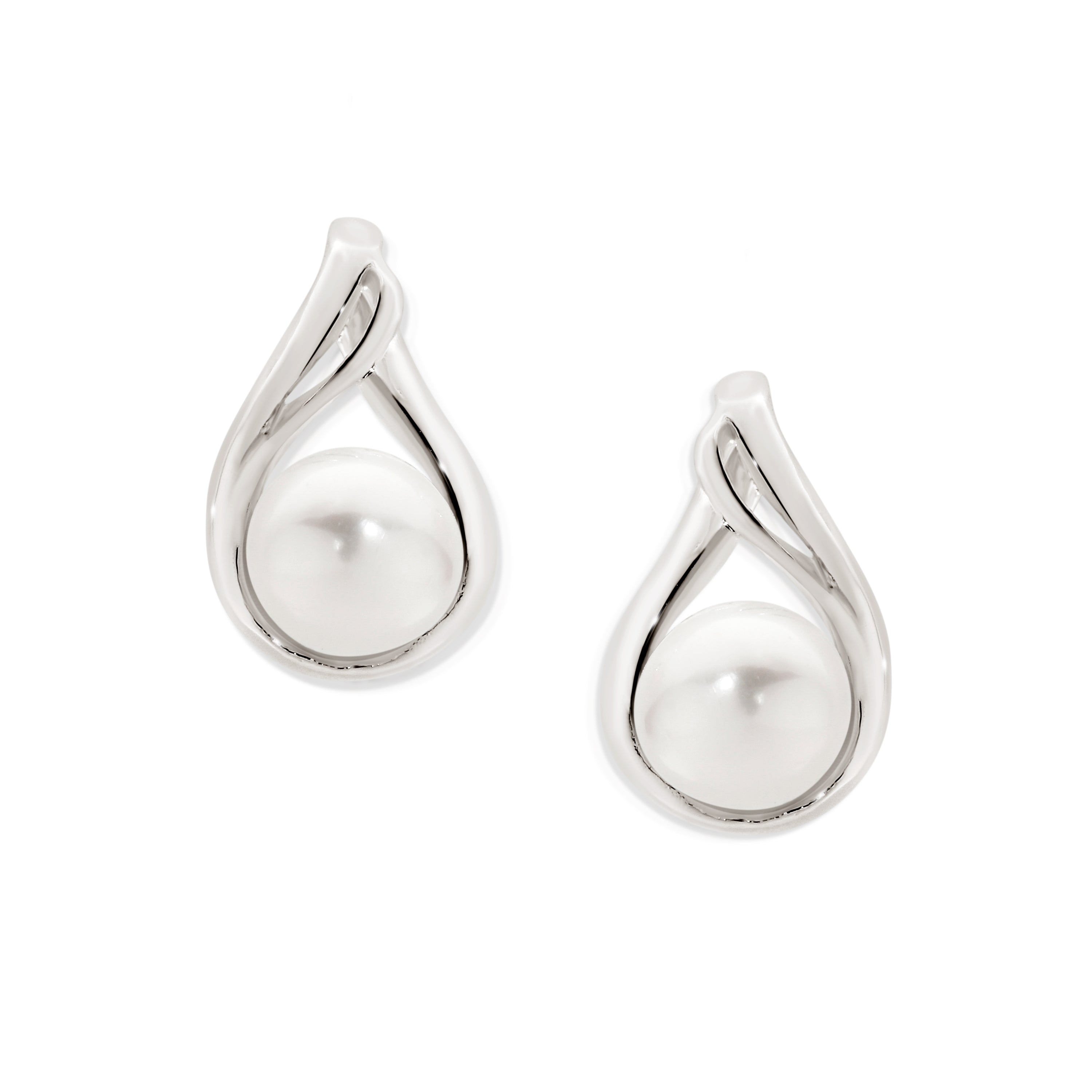 Silver pearl flame studs