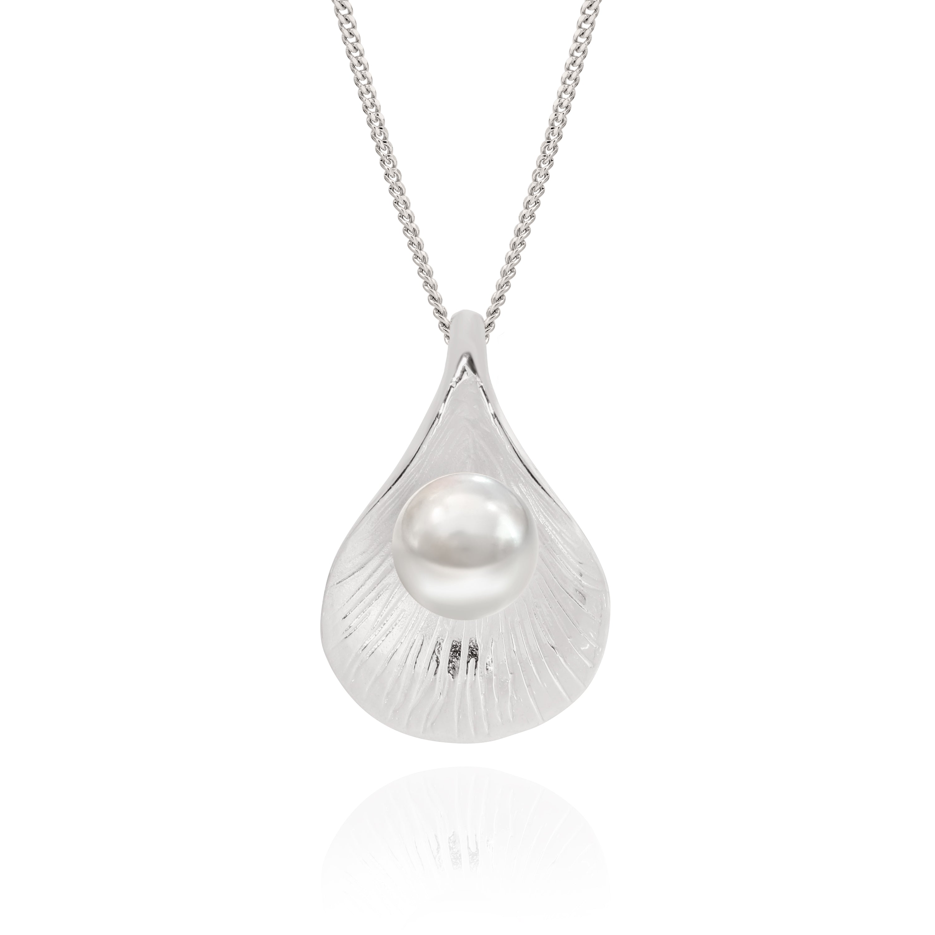 Silver pearl oyster slider pendant