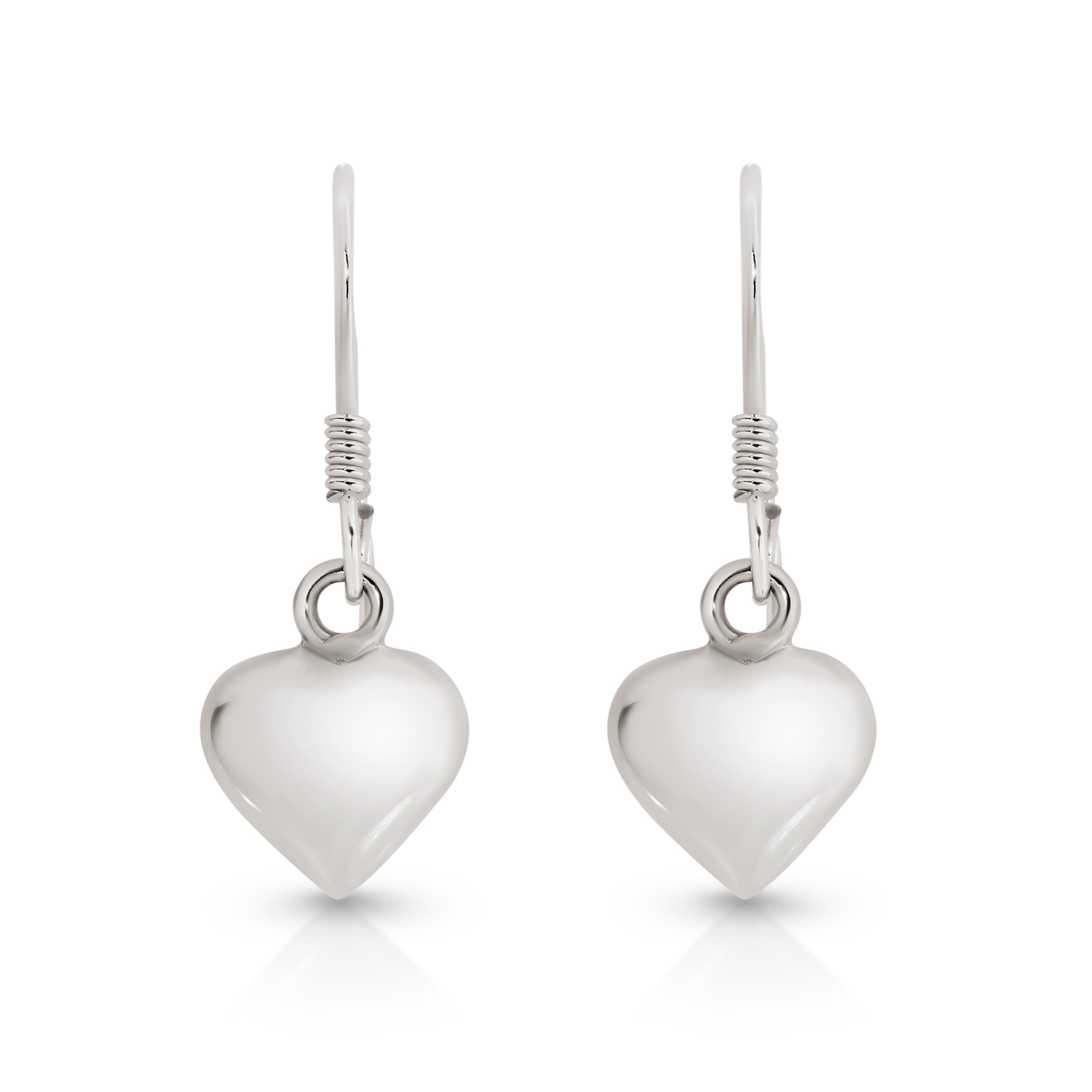 Silver polished heart drops 10mm