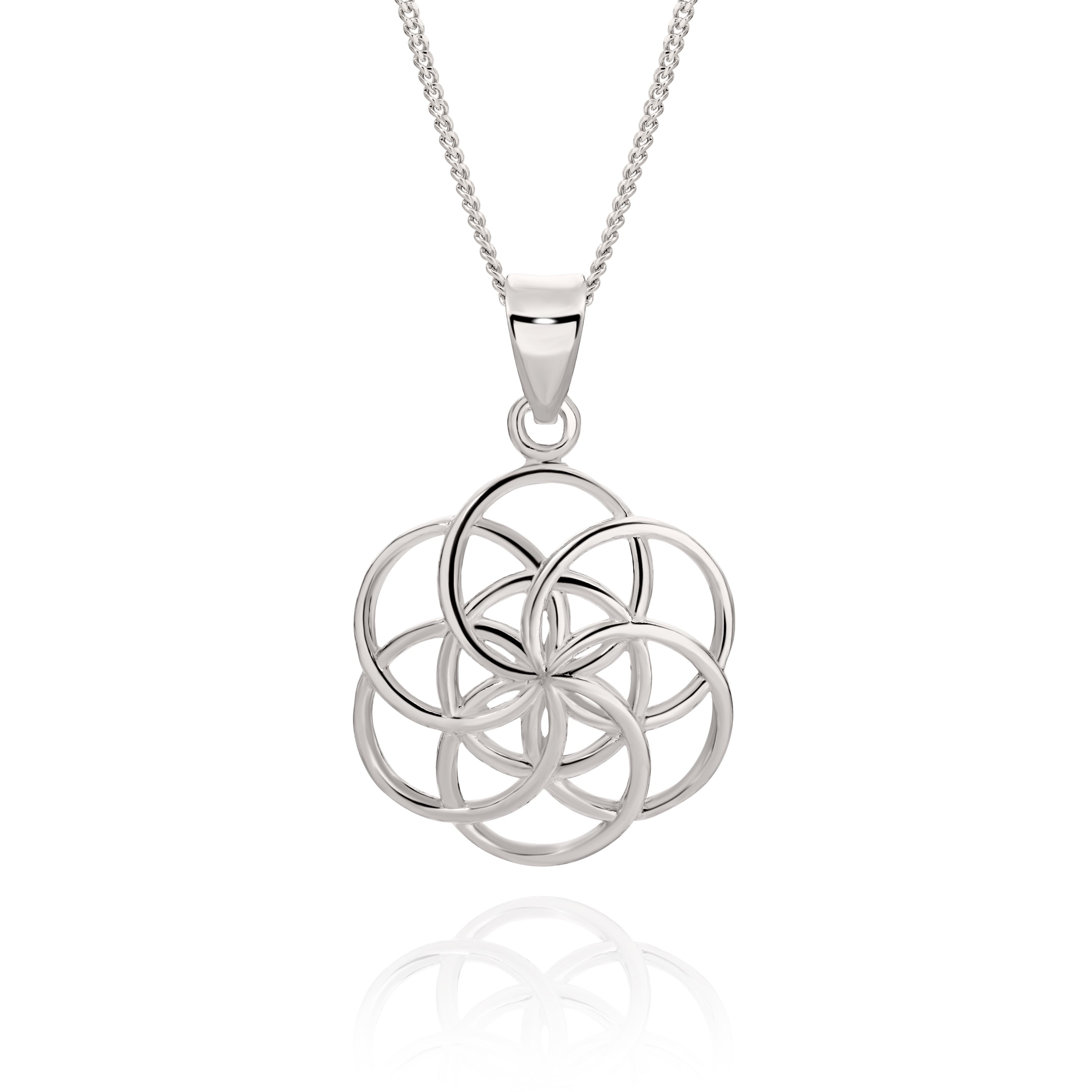 Silver interlocking circles pendant