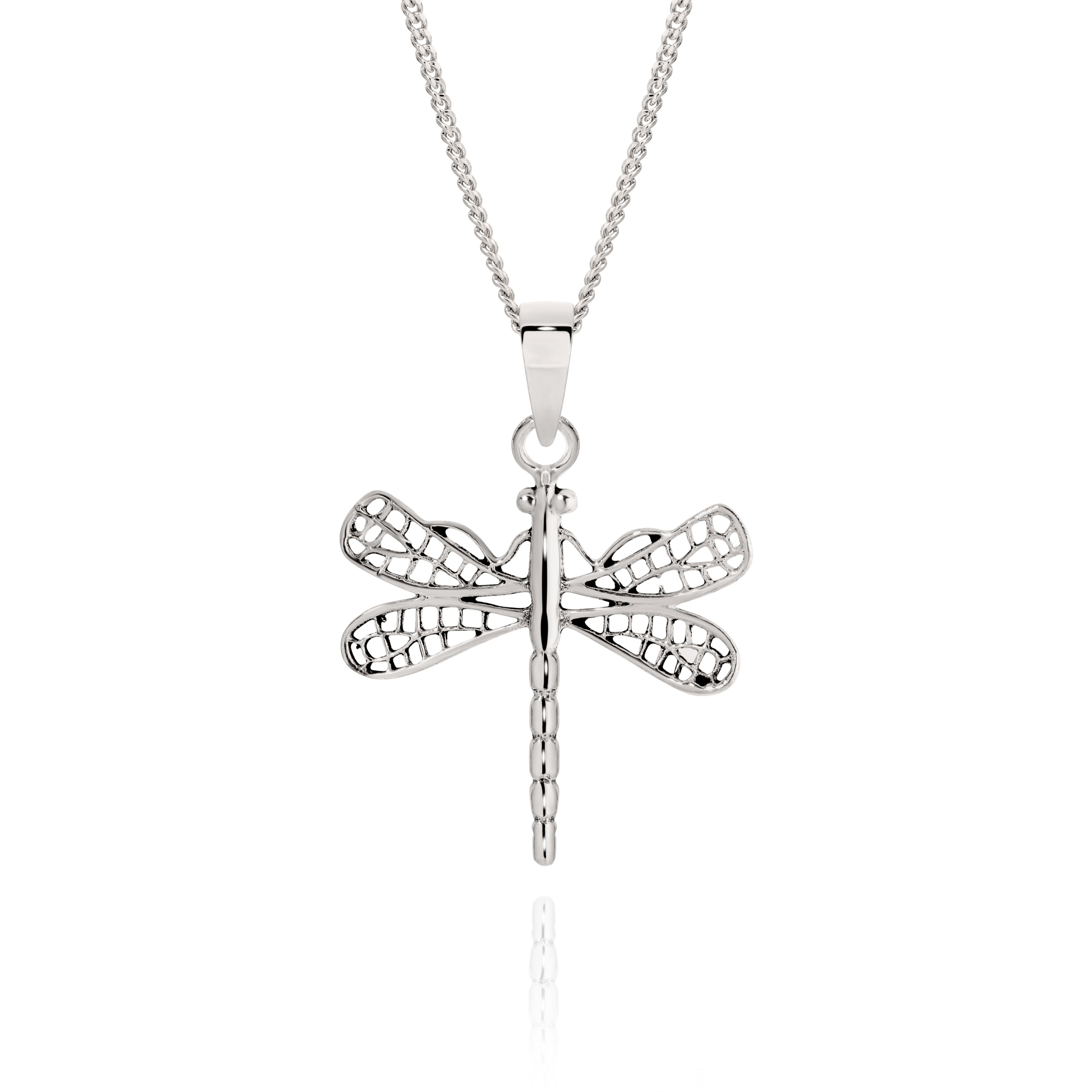 Silver filigree dragonfly pendant
