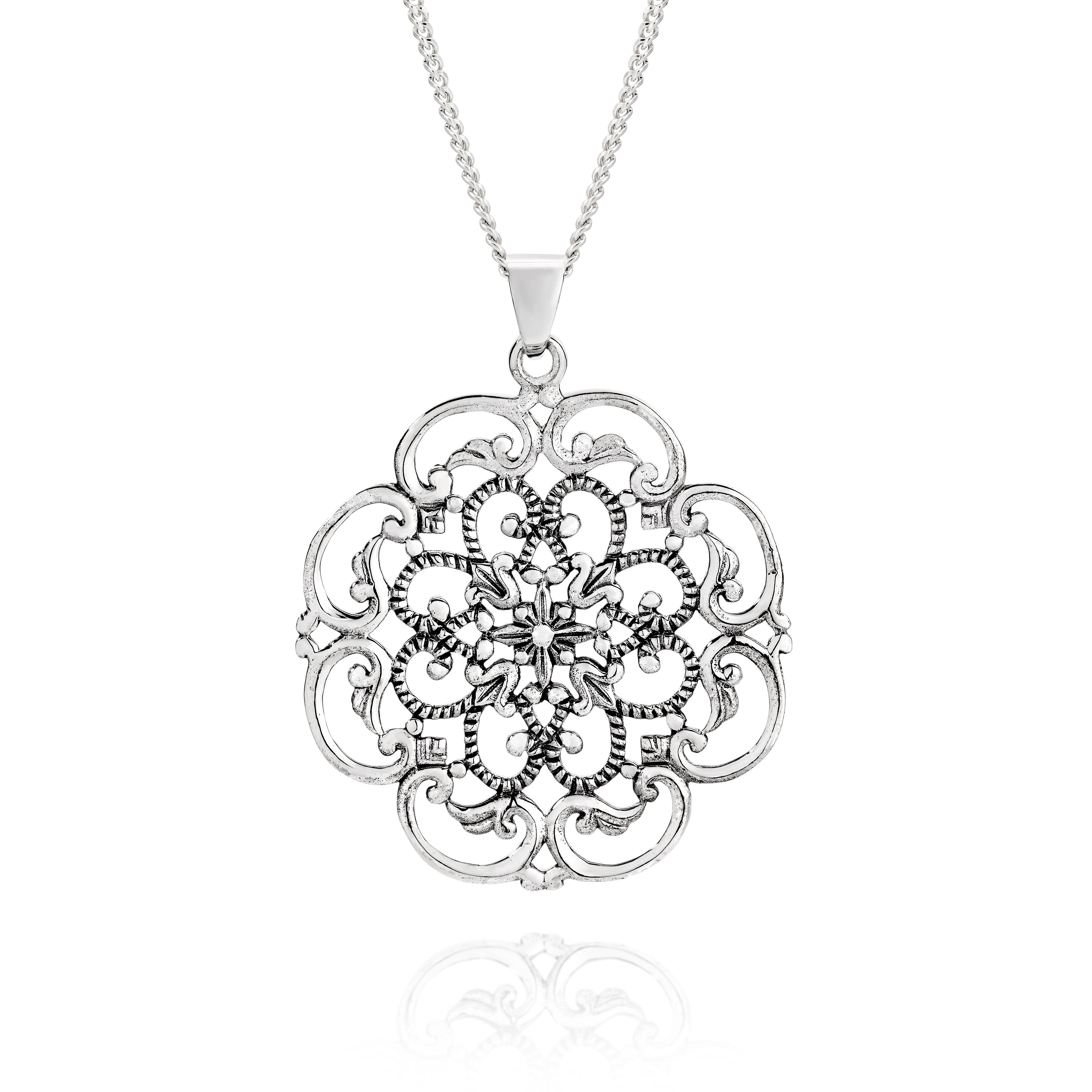 Silver filigree oxidised pendant