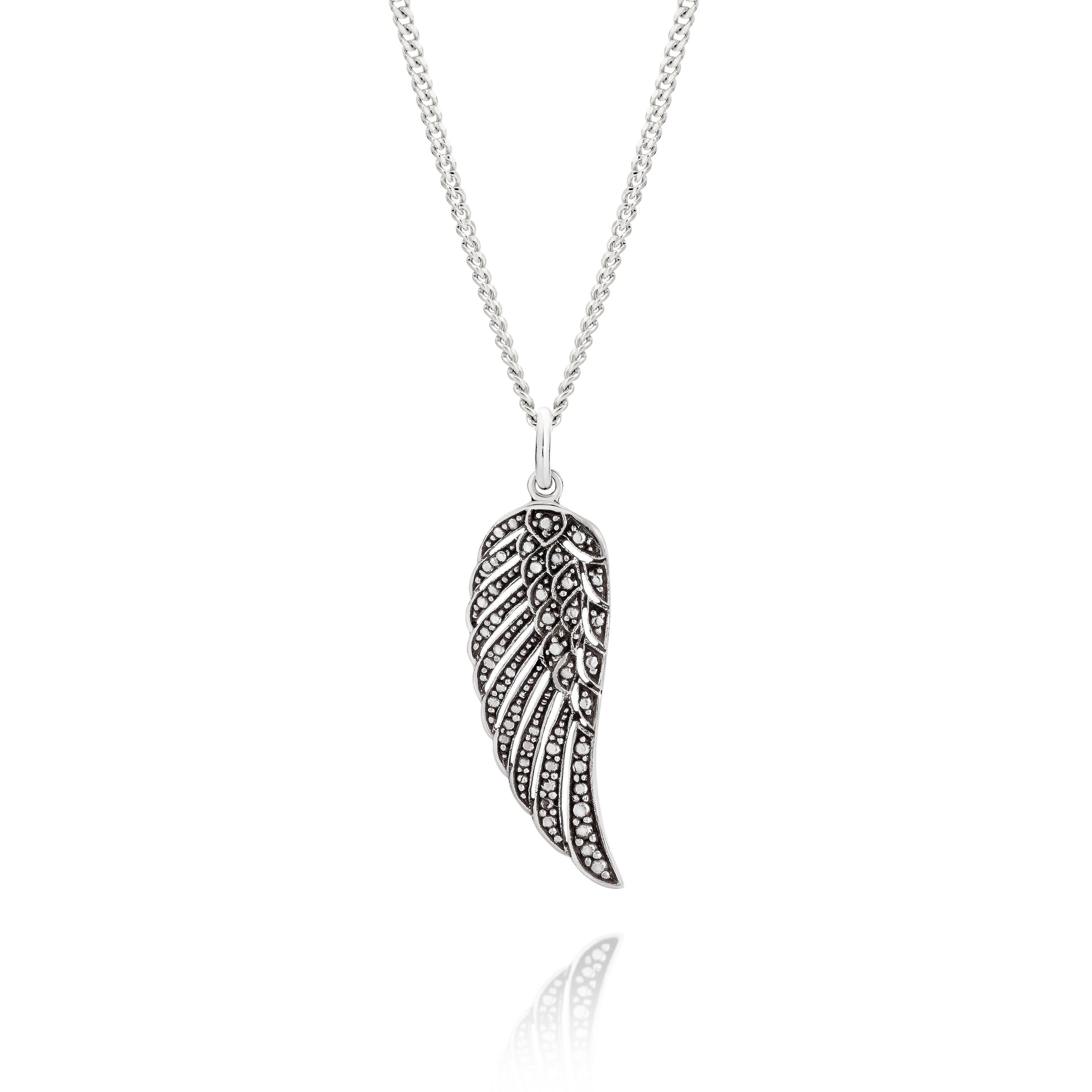 Silver oxidised wing pendant