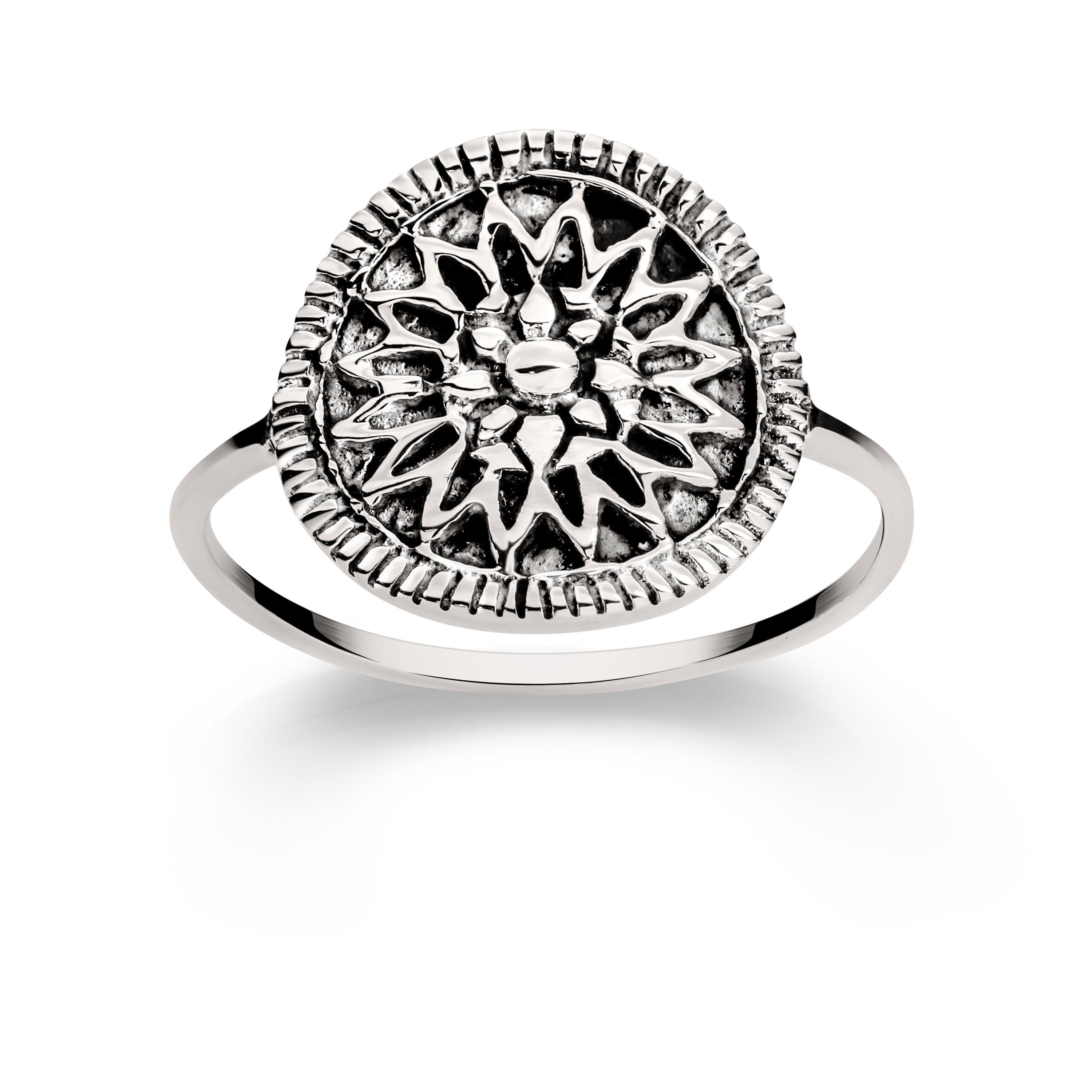 Silver oxidised solar ring