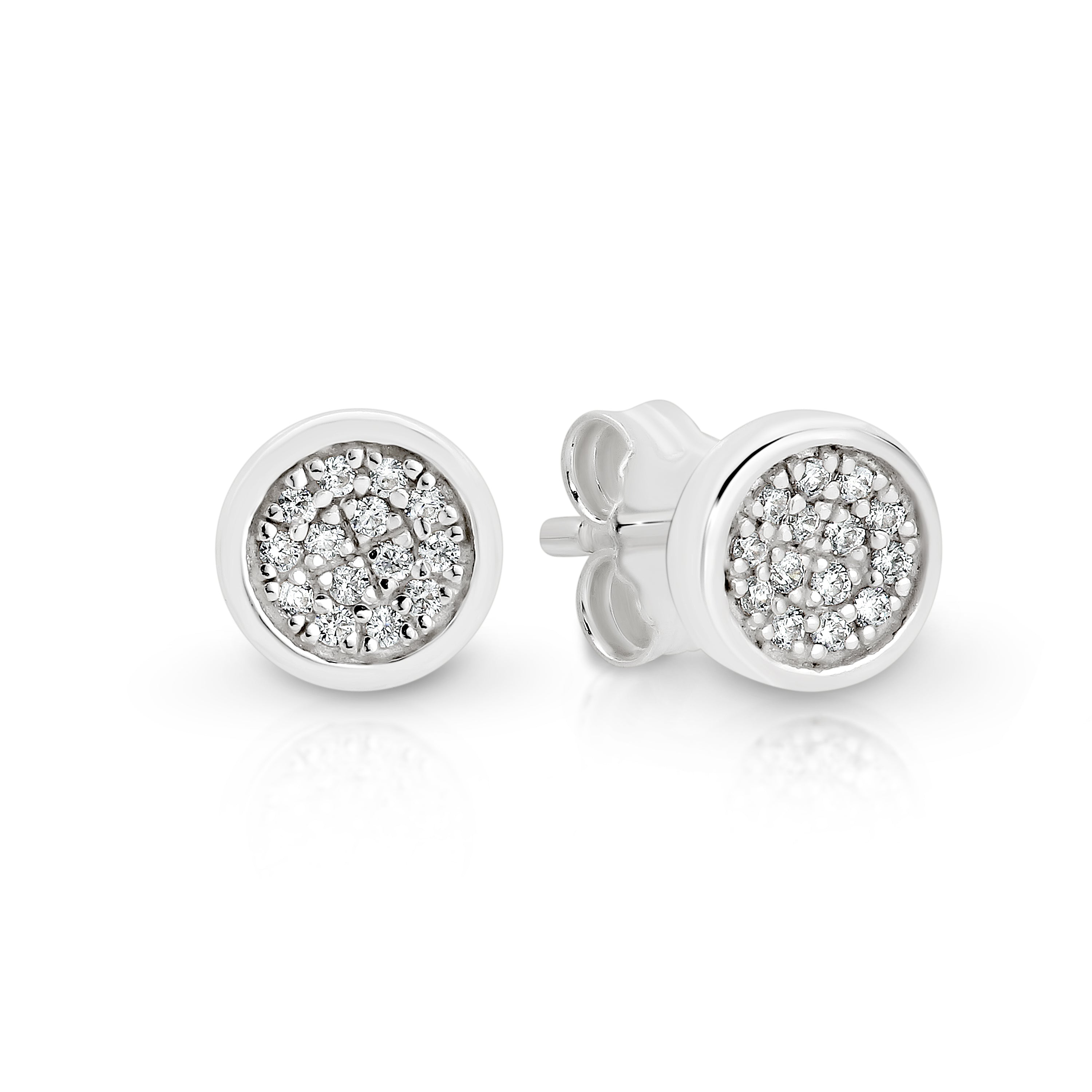 Silver cubic zirconia disc earrings