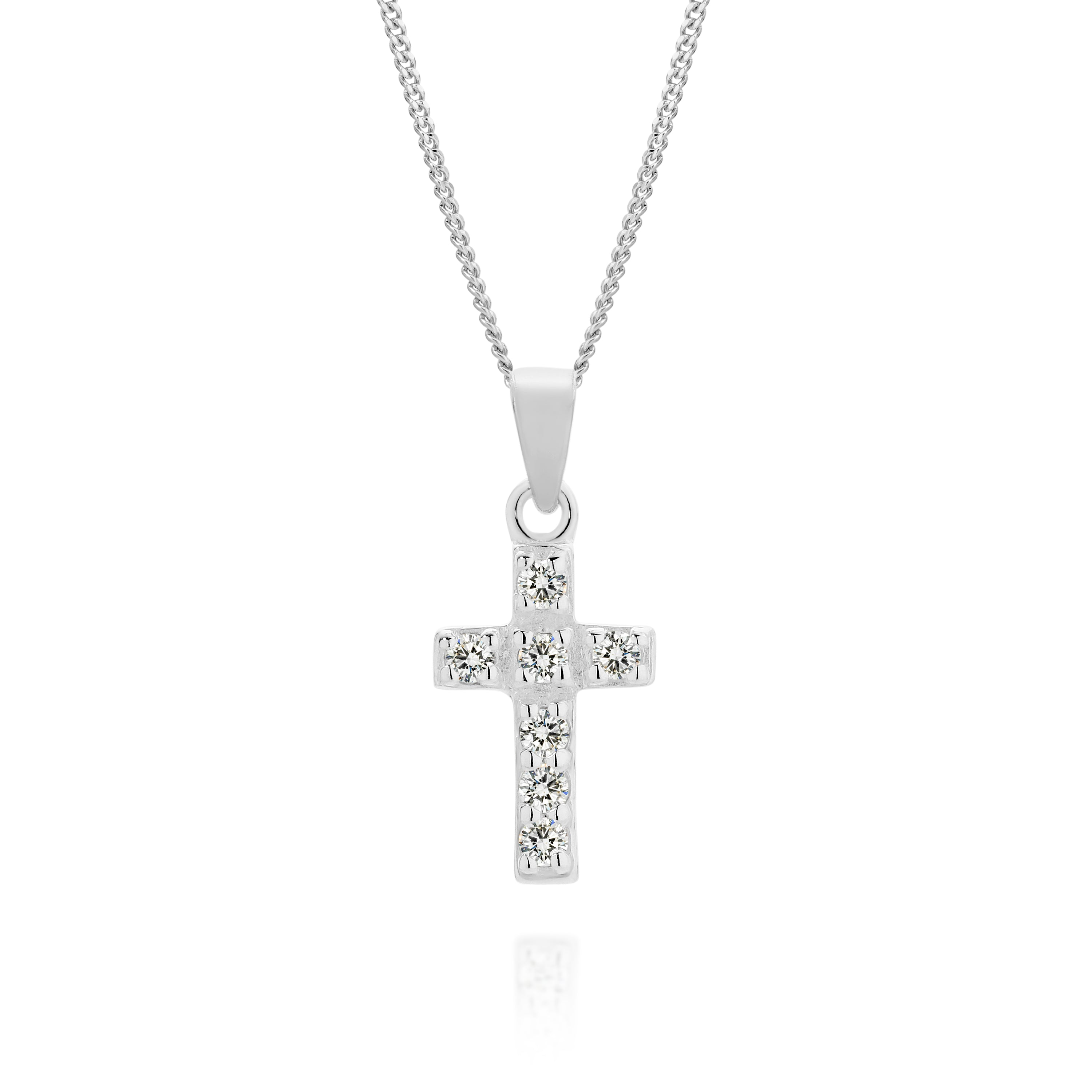 Silver cubic zirconia cross pendant