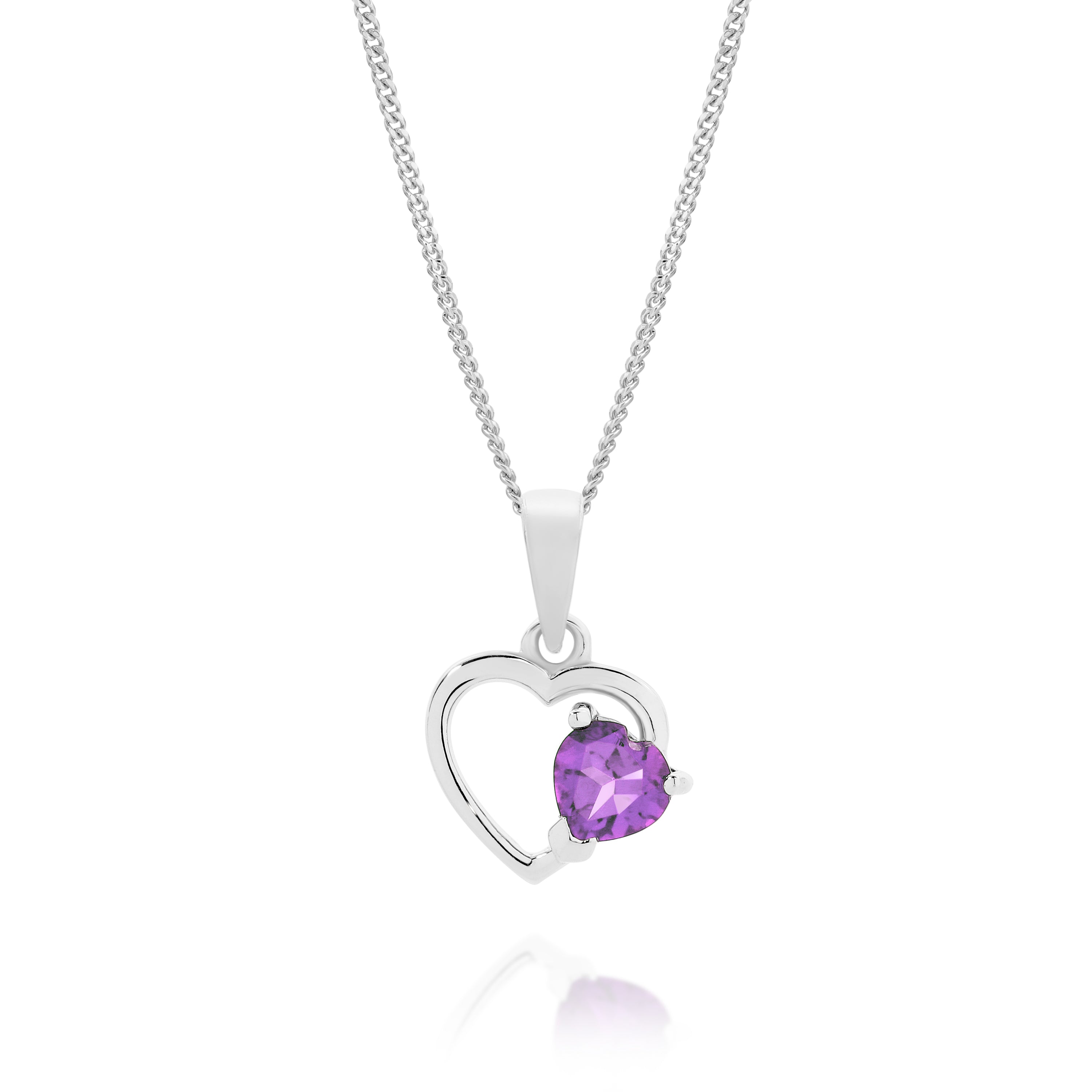 Silver amethyst heart pendant