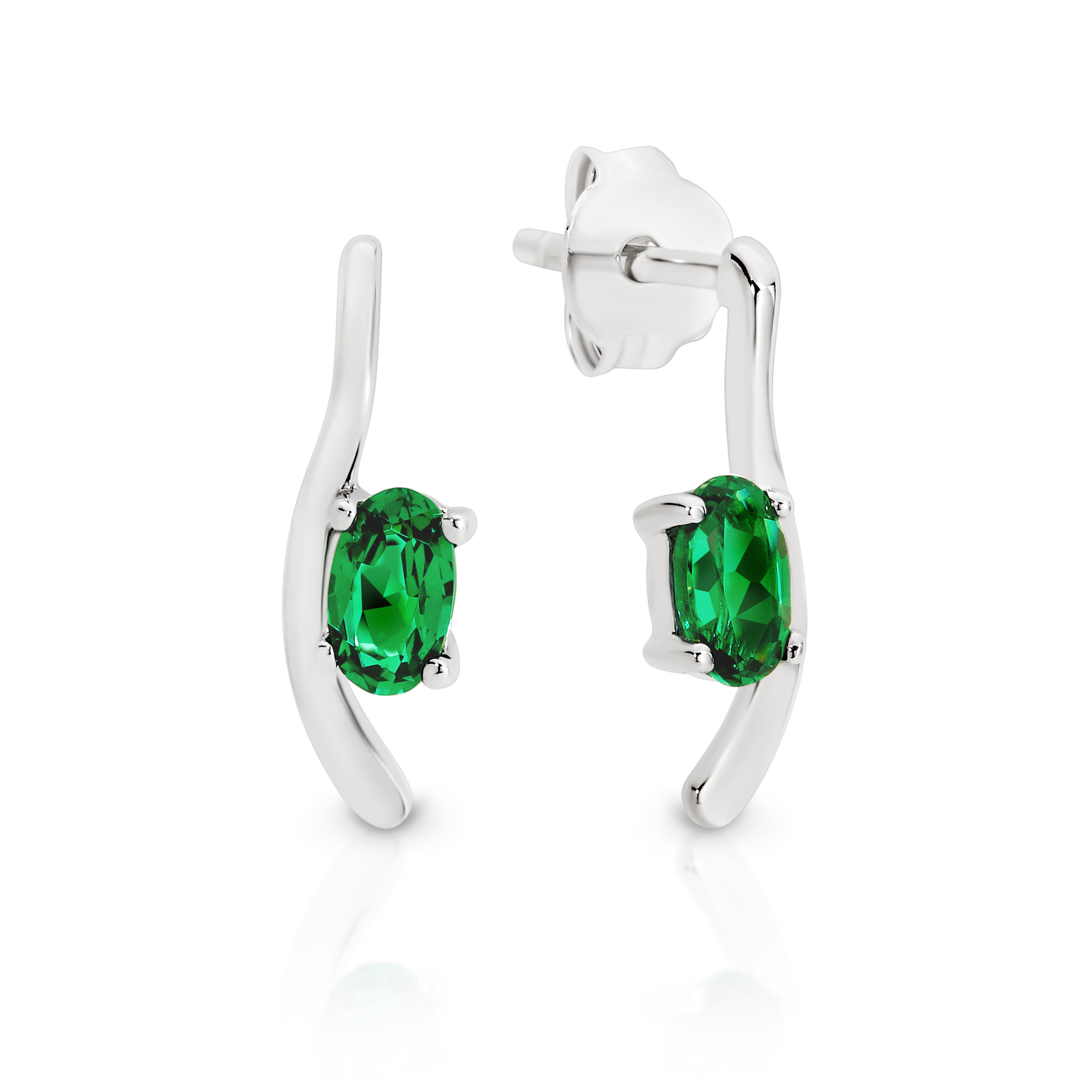 Silver cr emerald earrings