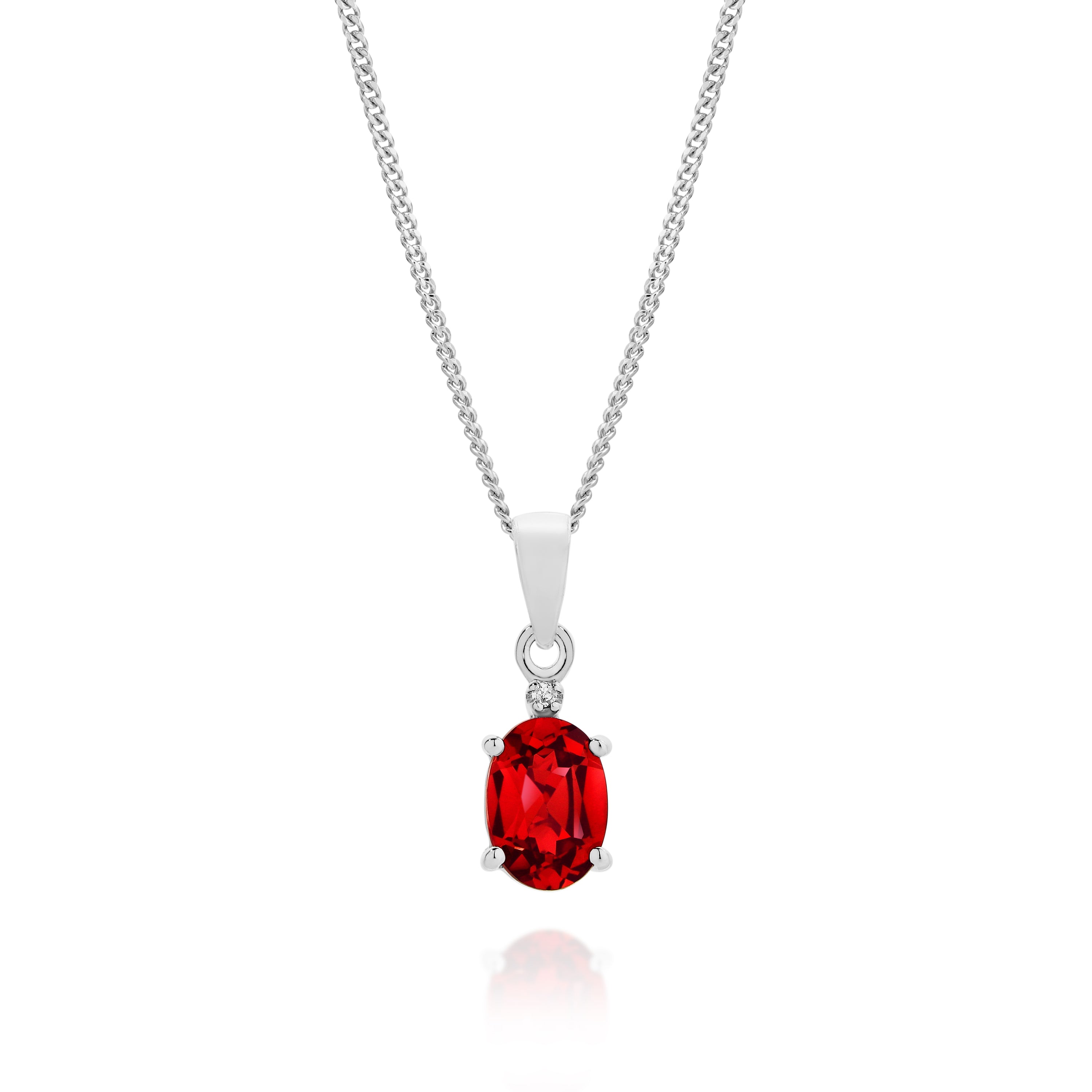 Silver cr ruby & diamond pendant