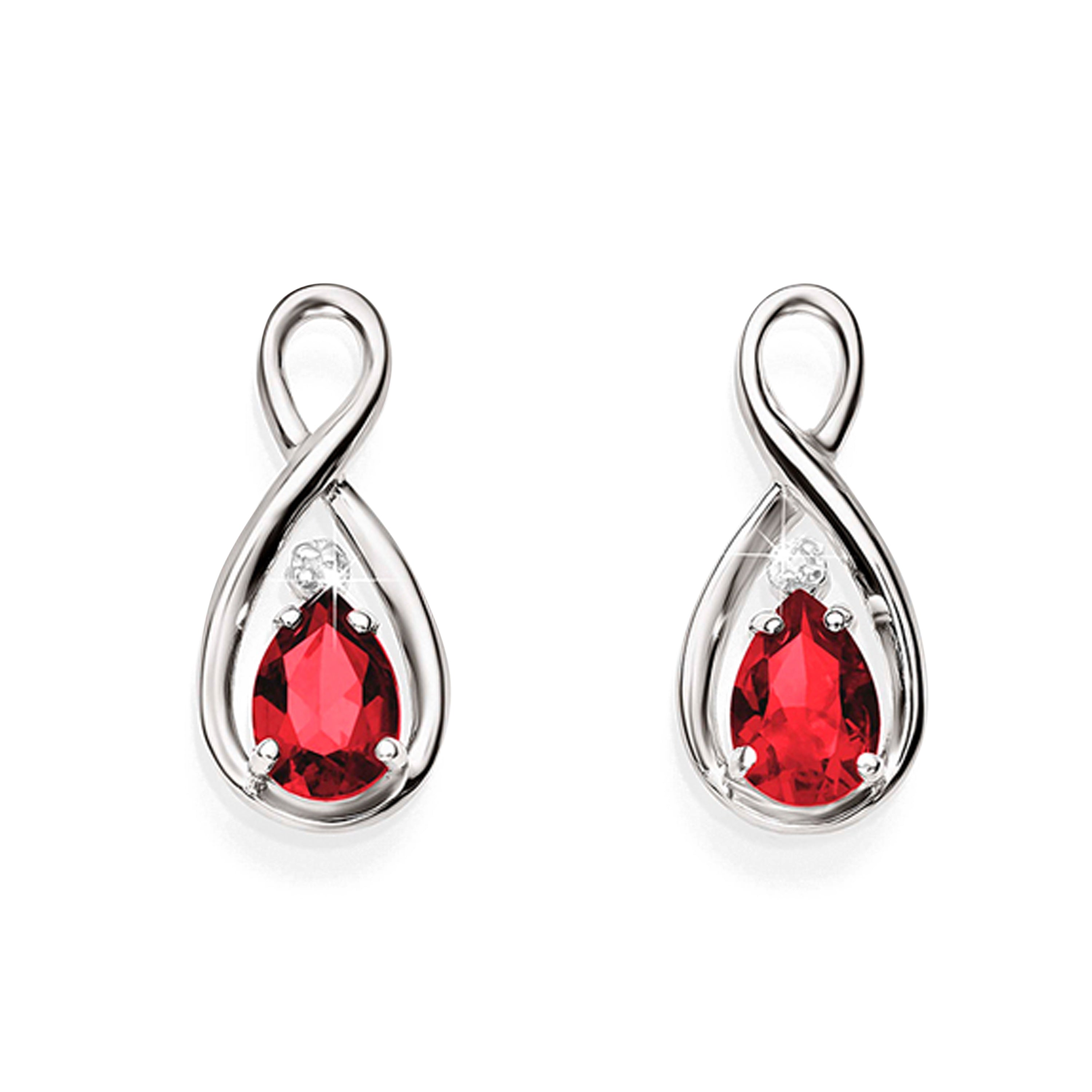 Silver cr ruby & diamond earrings