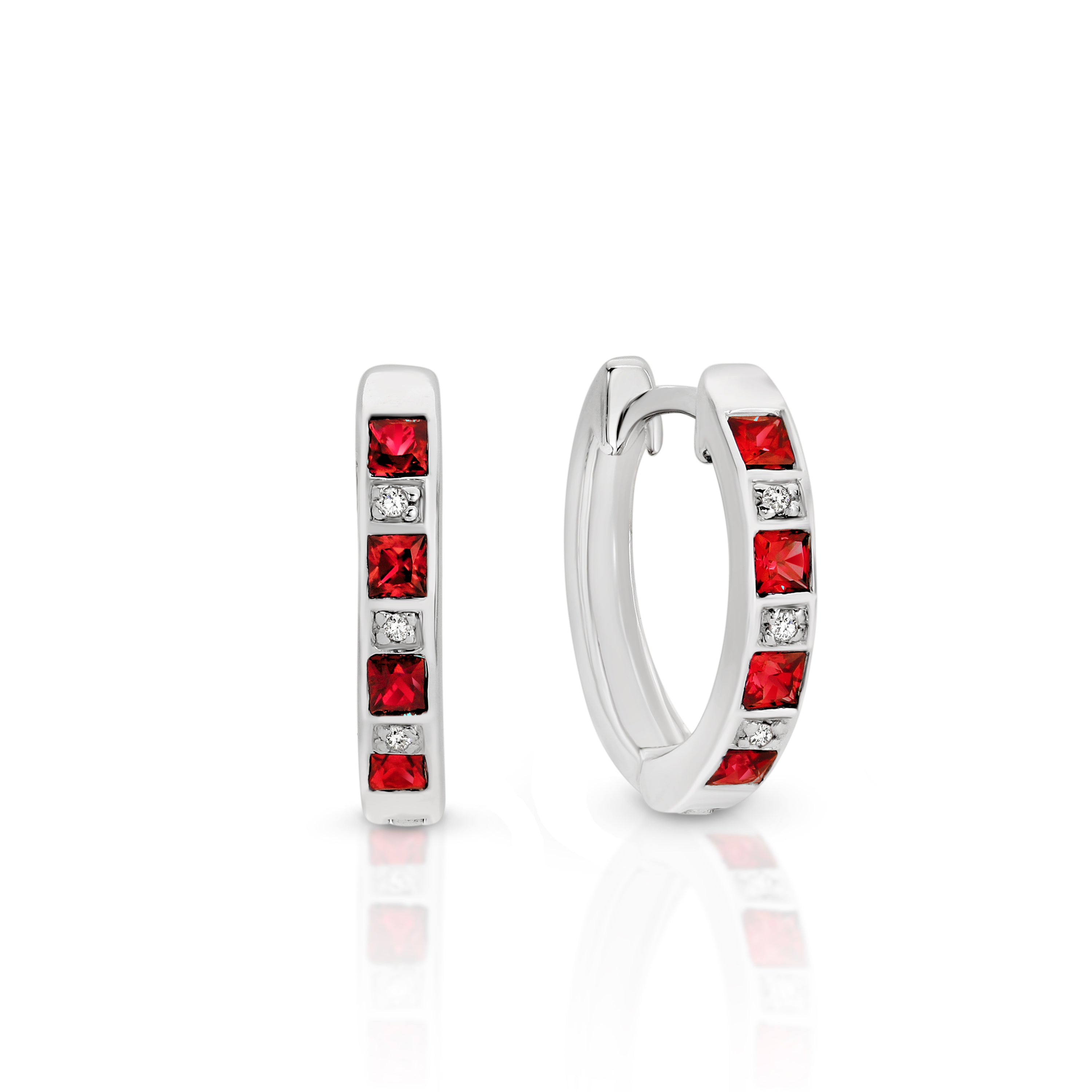 Silver cr ruby & diamond earrings