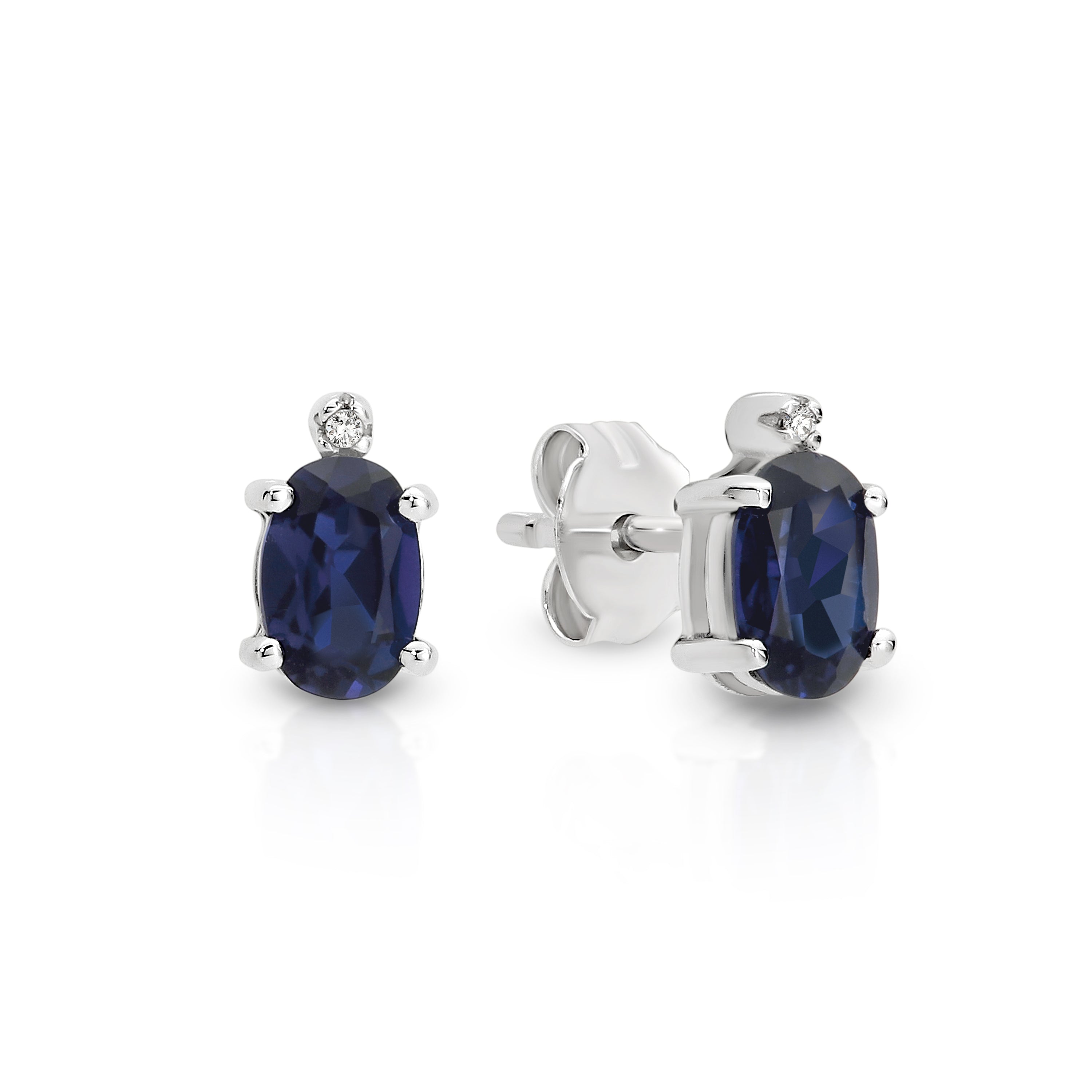Silver cr sapphire & diamond earrings