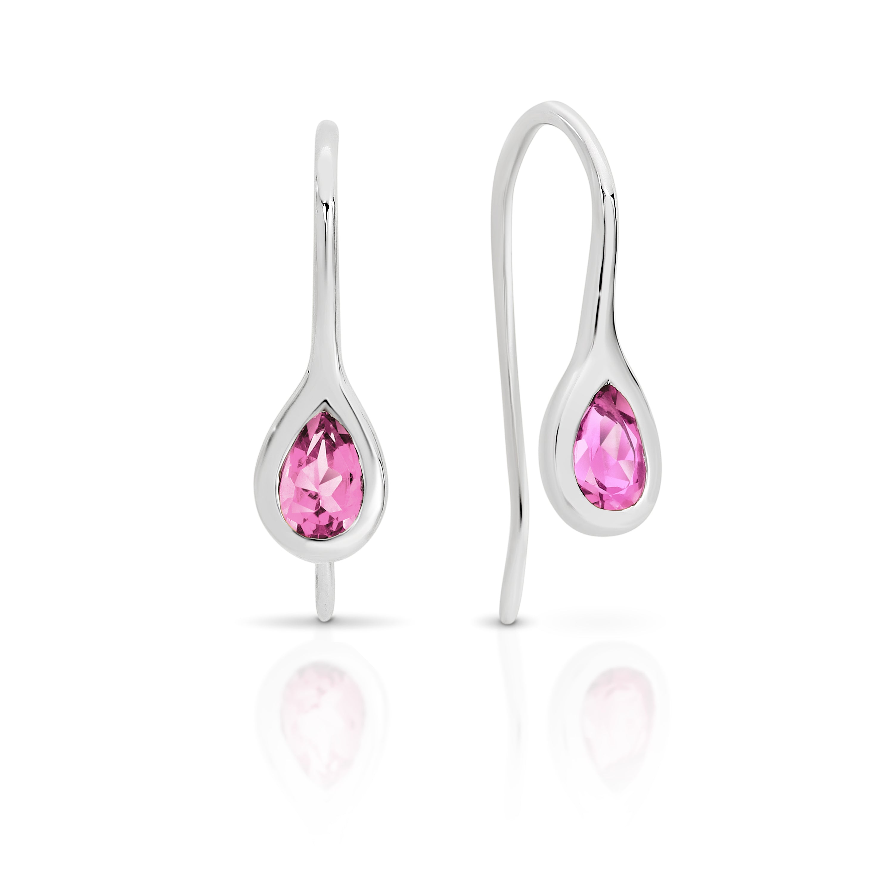 Silver cr pink sapphire earrings