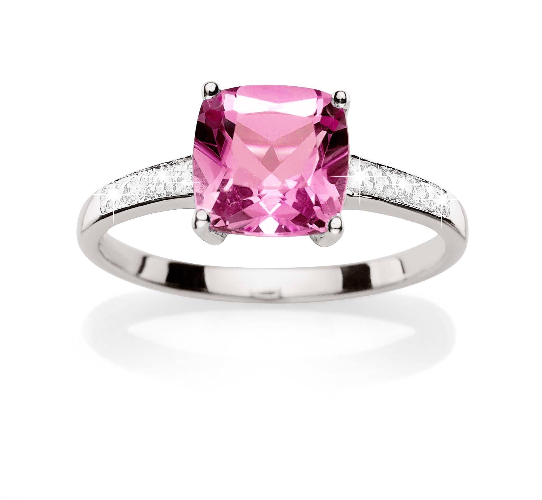 Silver cr pink sapphire & diamond ring