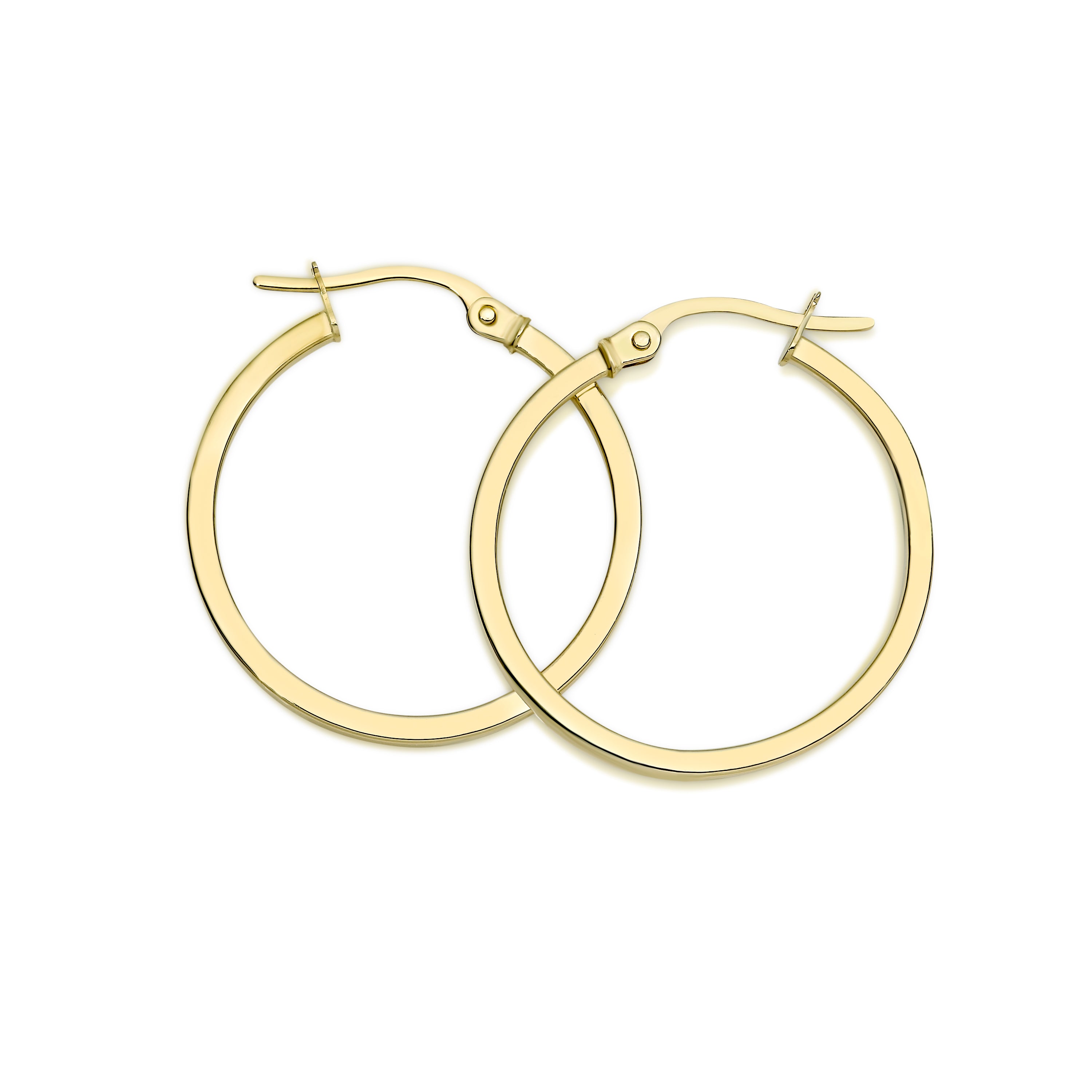 9ct gold square tube hoops 20mm