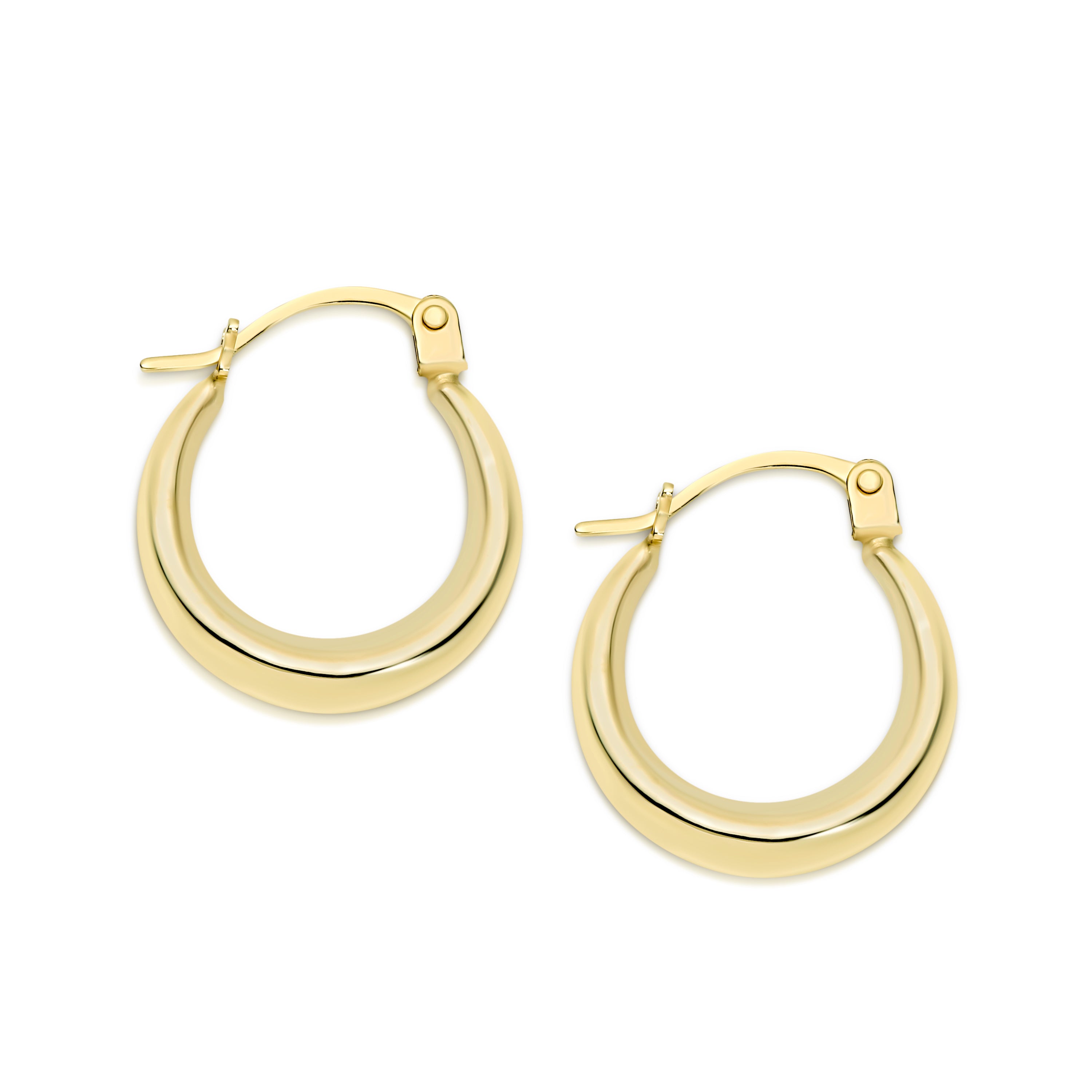 9ct gold tapered hoops 10mm