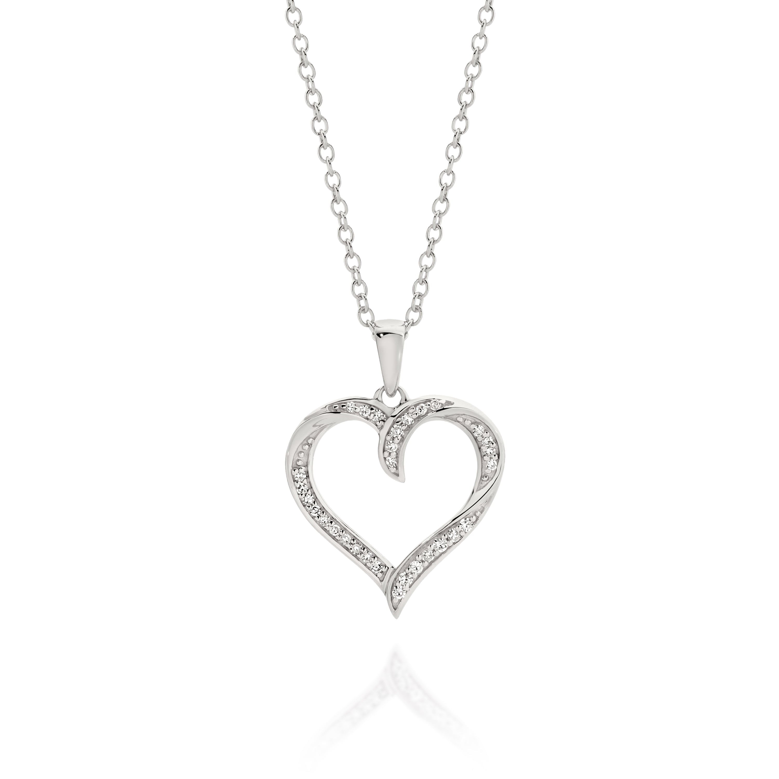 9ct white gold 0.10ct diamond heart pendant