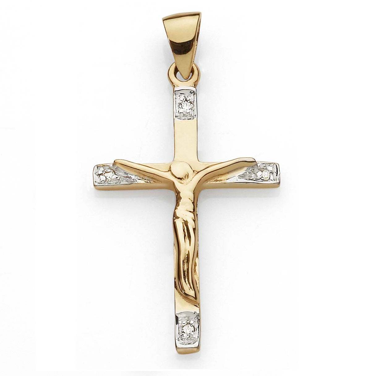 9ct gold diamond crucifix pendant