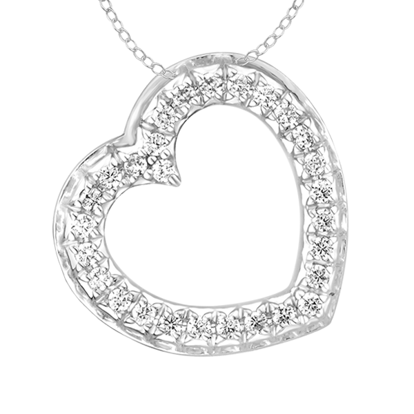 9ct white gold 0.25ct diamond heart pendant