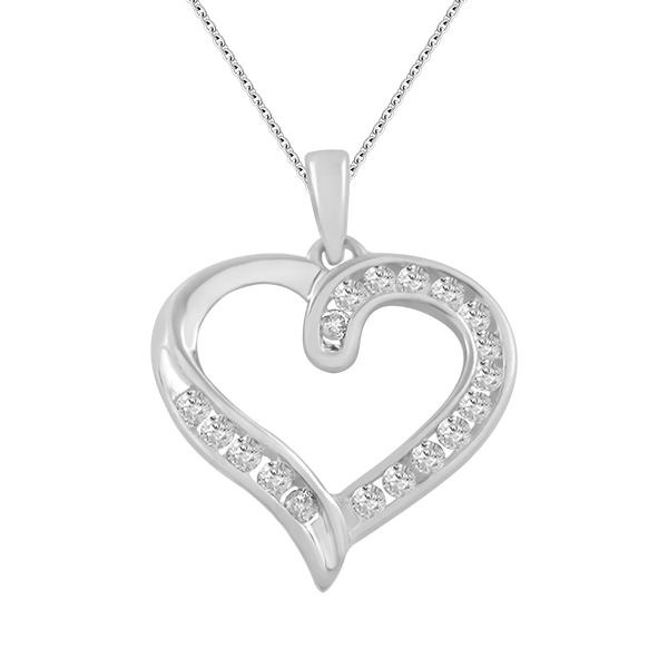 9ct white gold 0.28ct diamond heart pendant