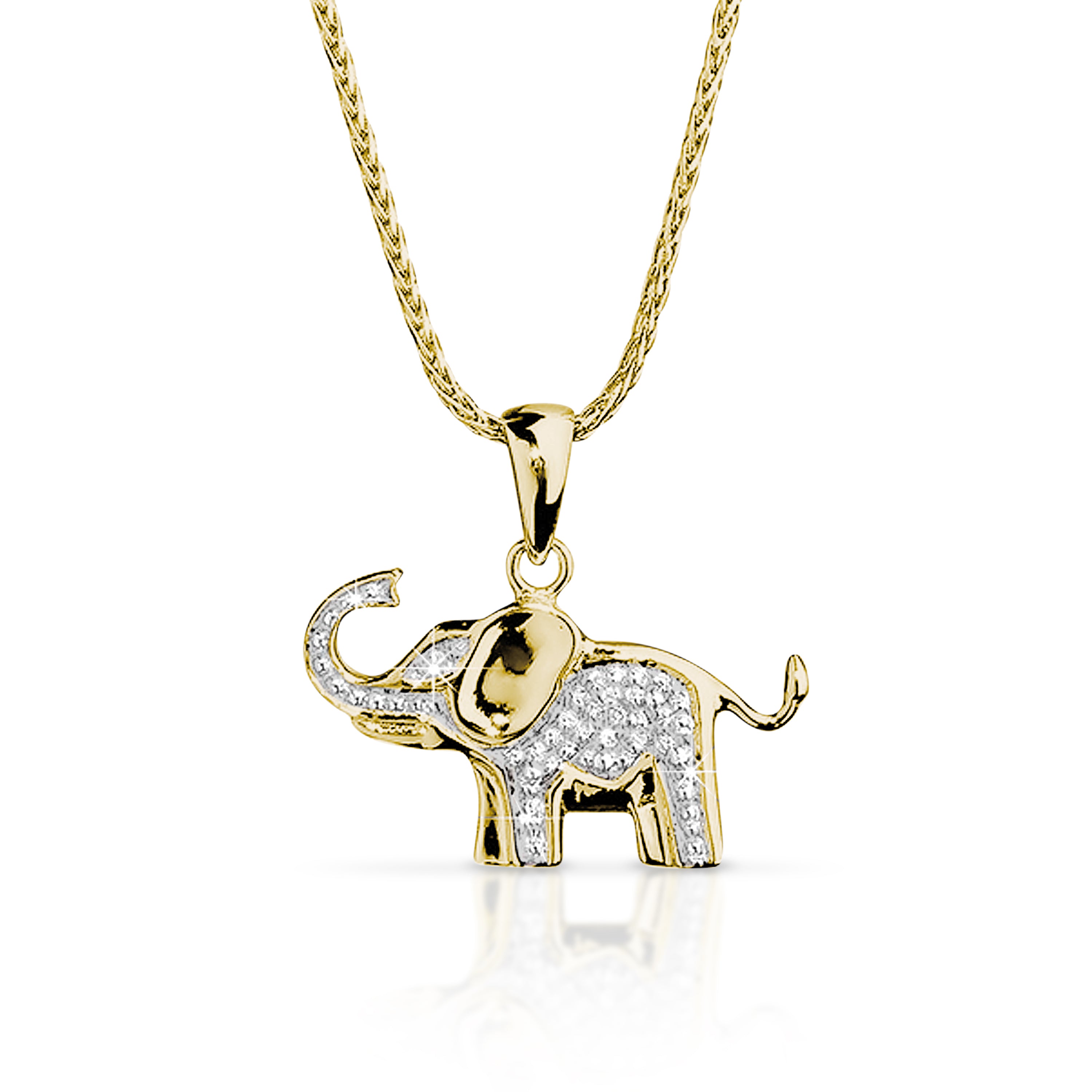 9ct gold diamond elephant pendant