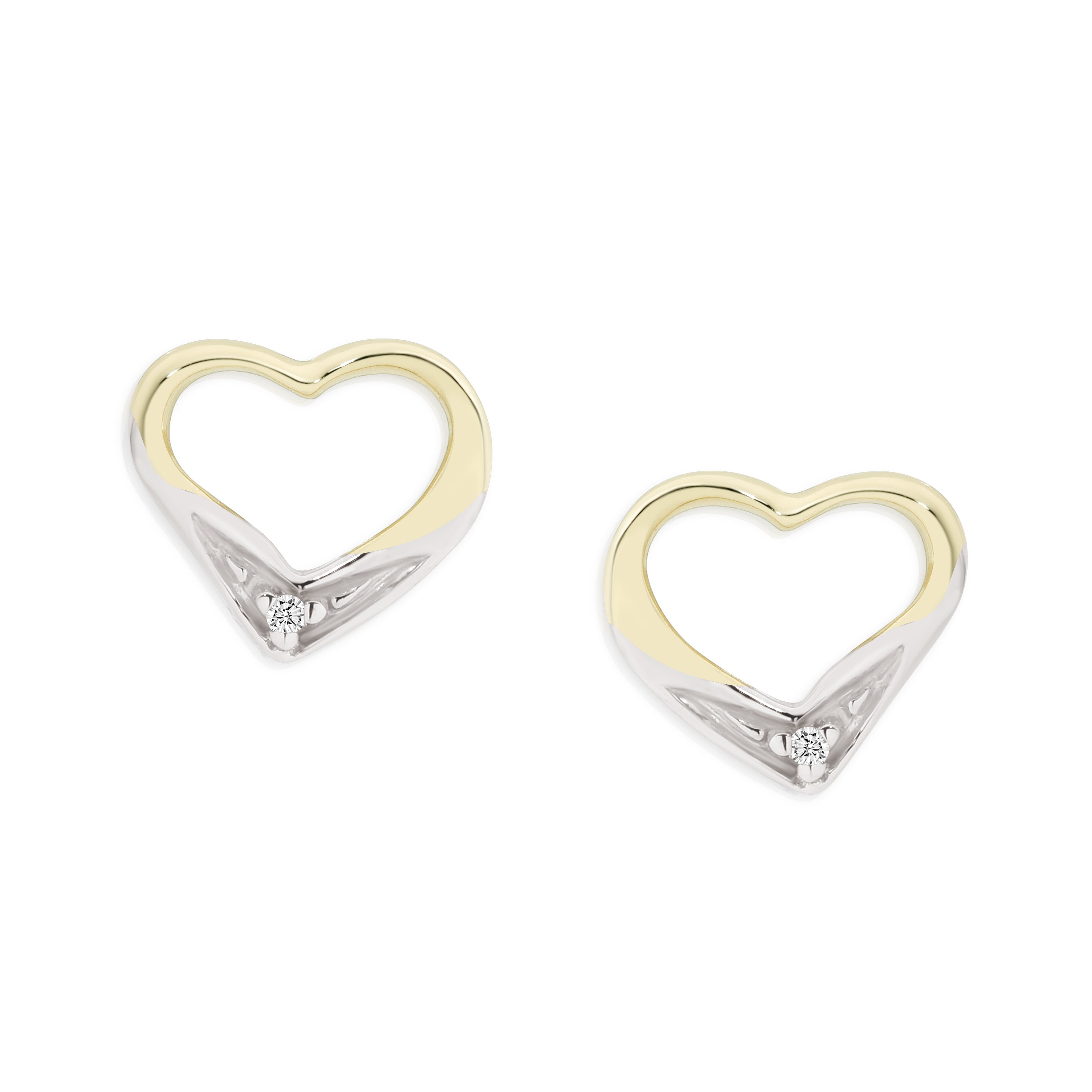 9ct gold diamond heart studs