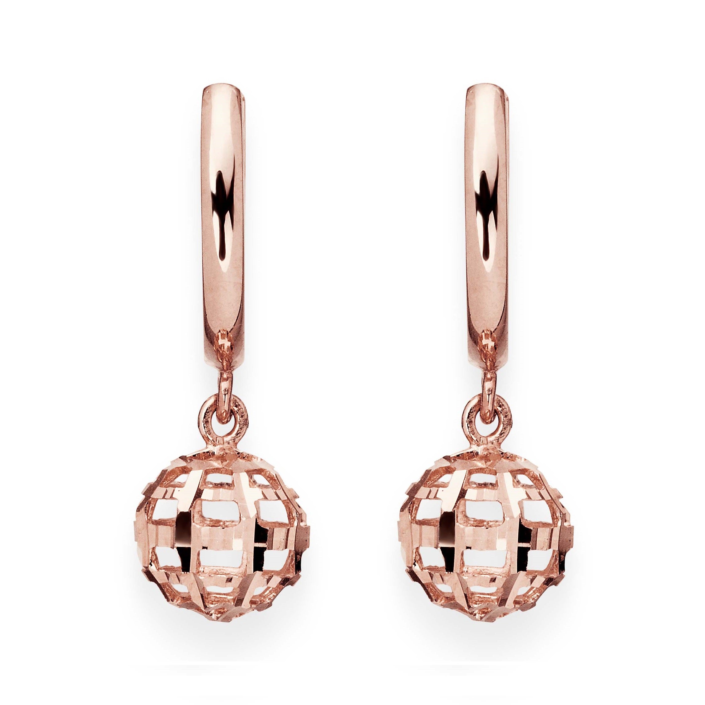 9ct rose gold sparkle drop earrings