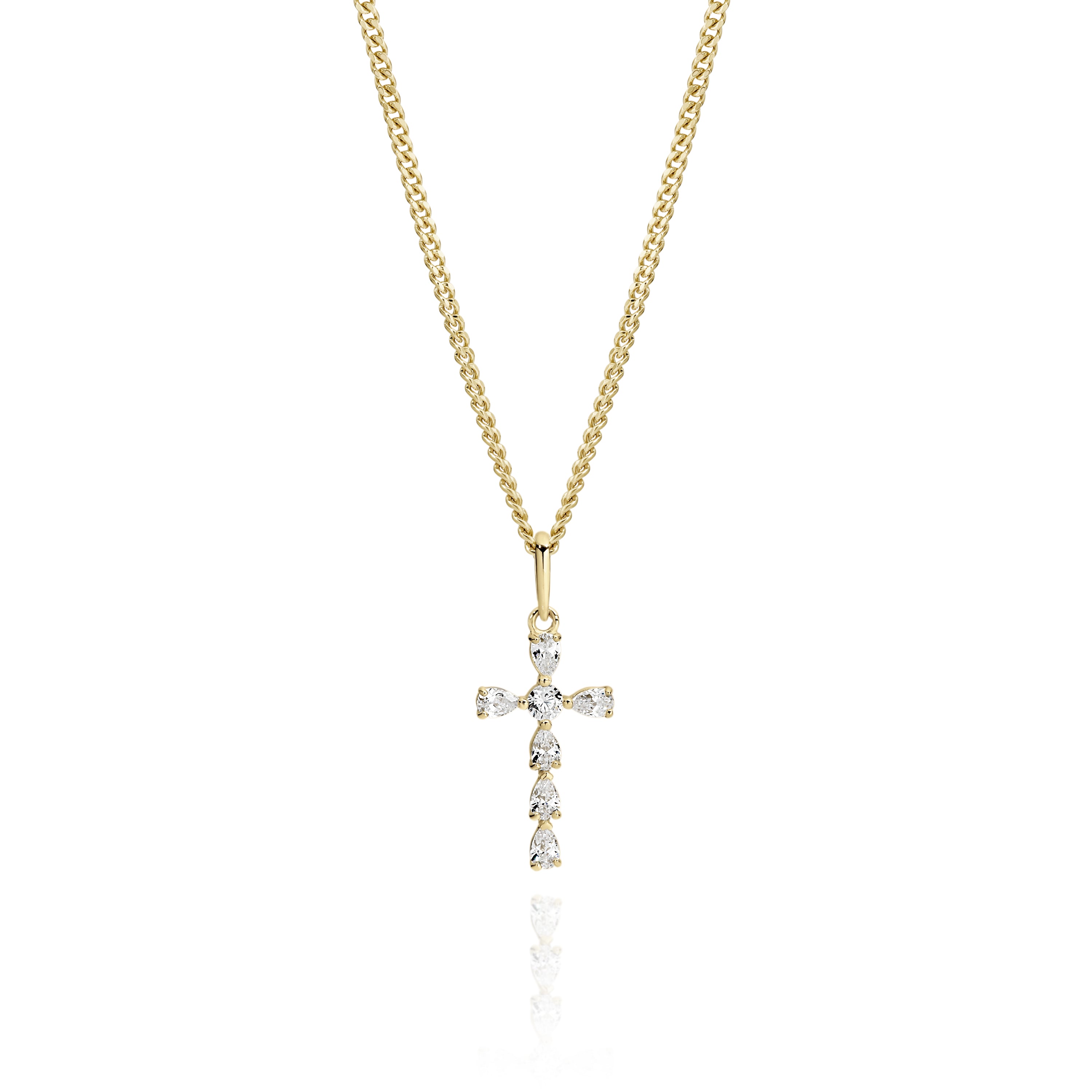 9ct gold stone set cross pendant