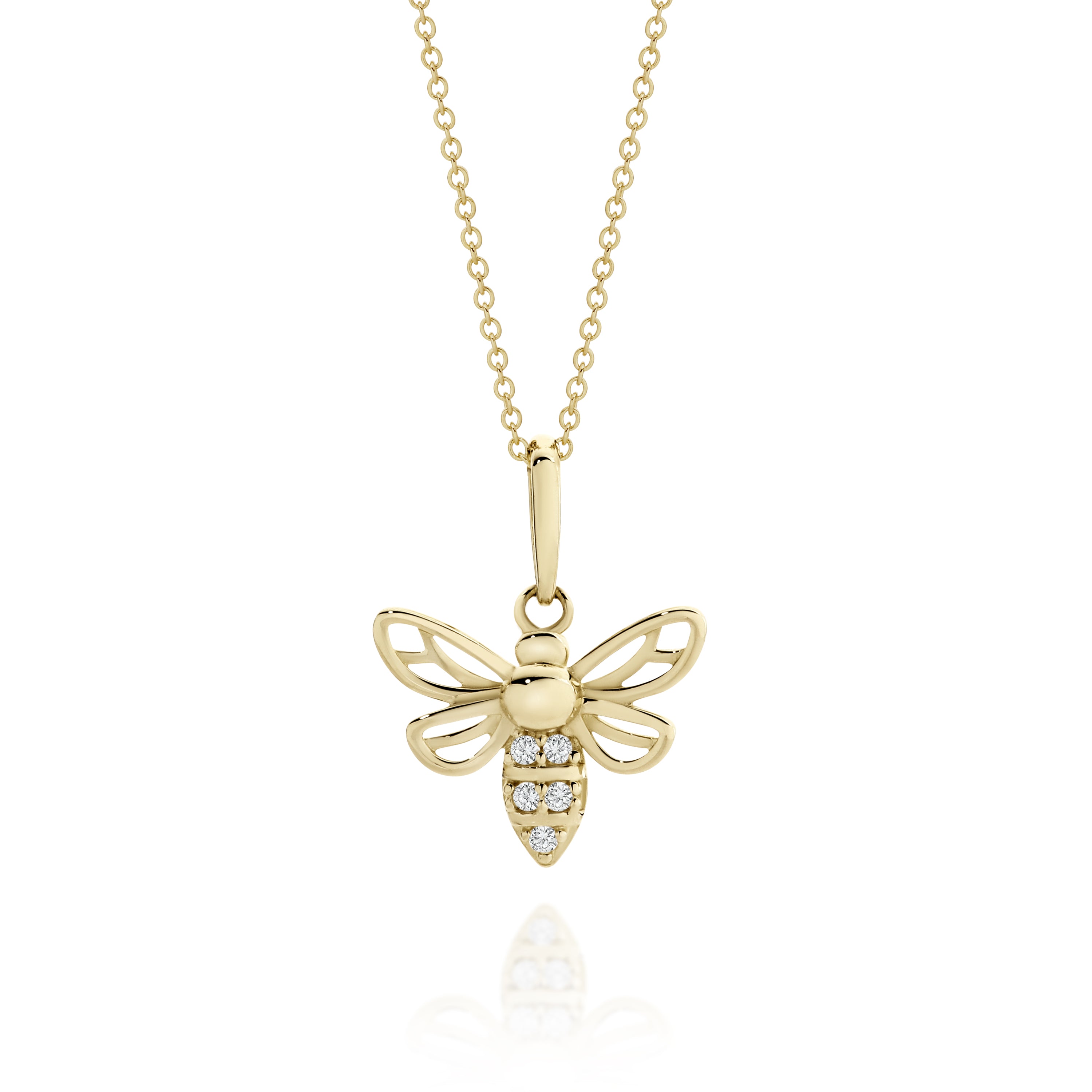 9ct gold stone set bee pendant