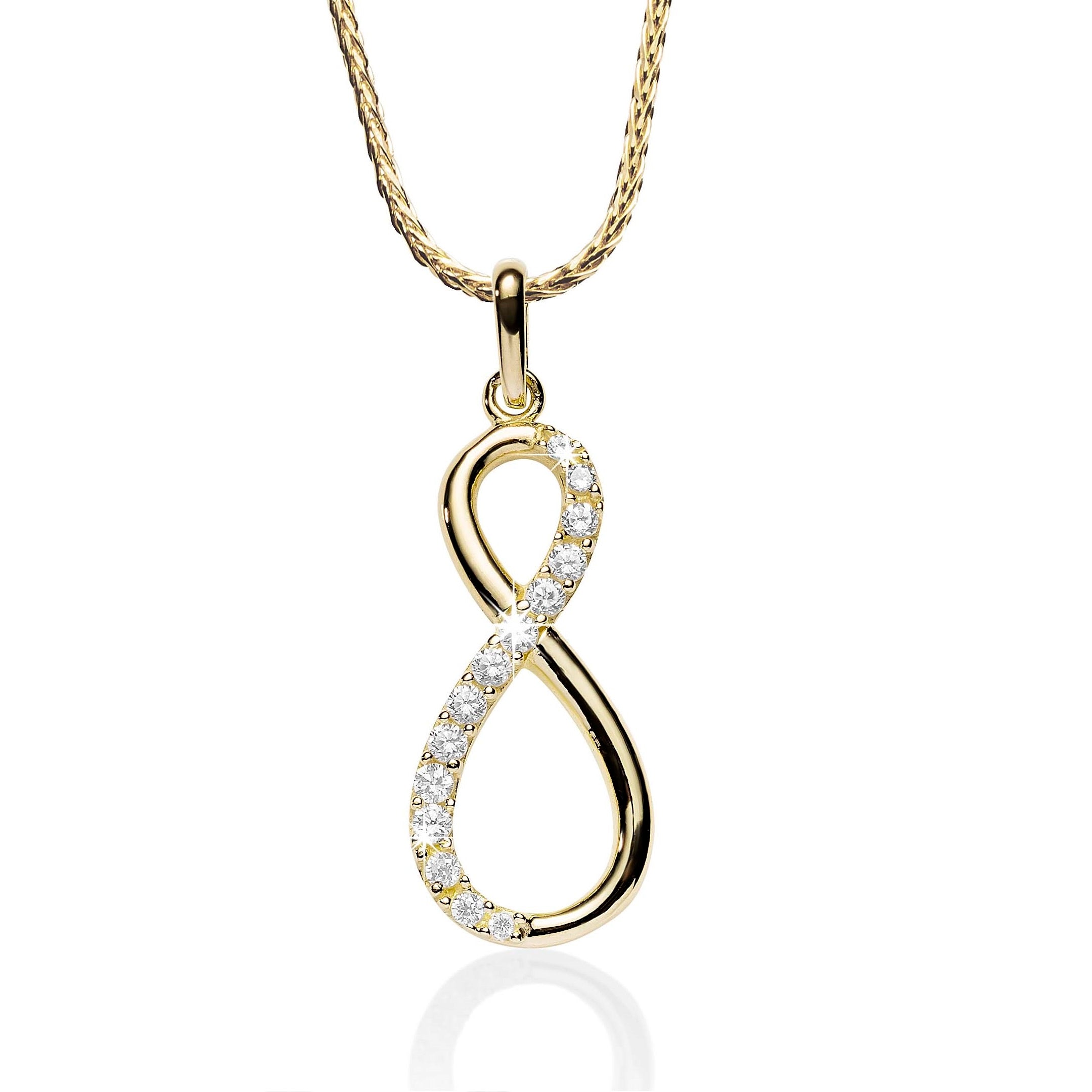 9ct gold stone set infinity pendant