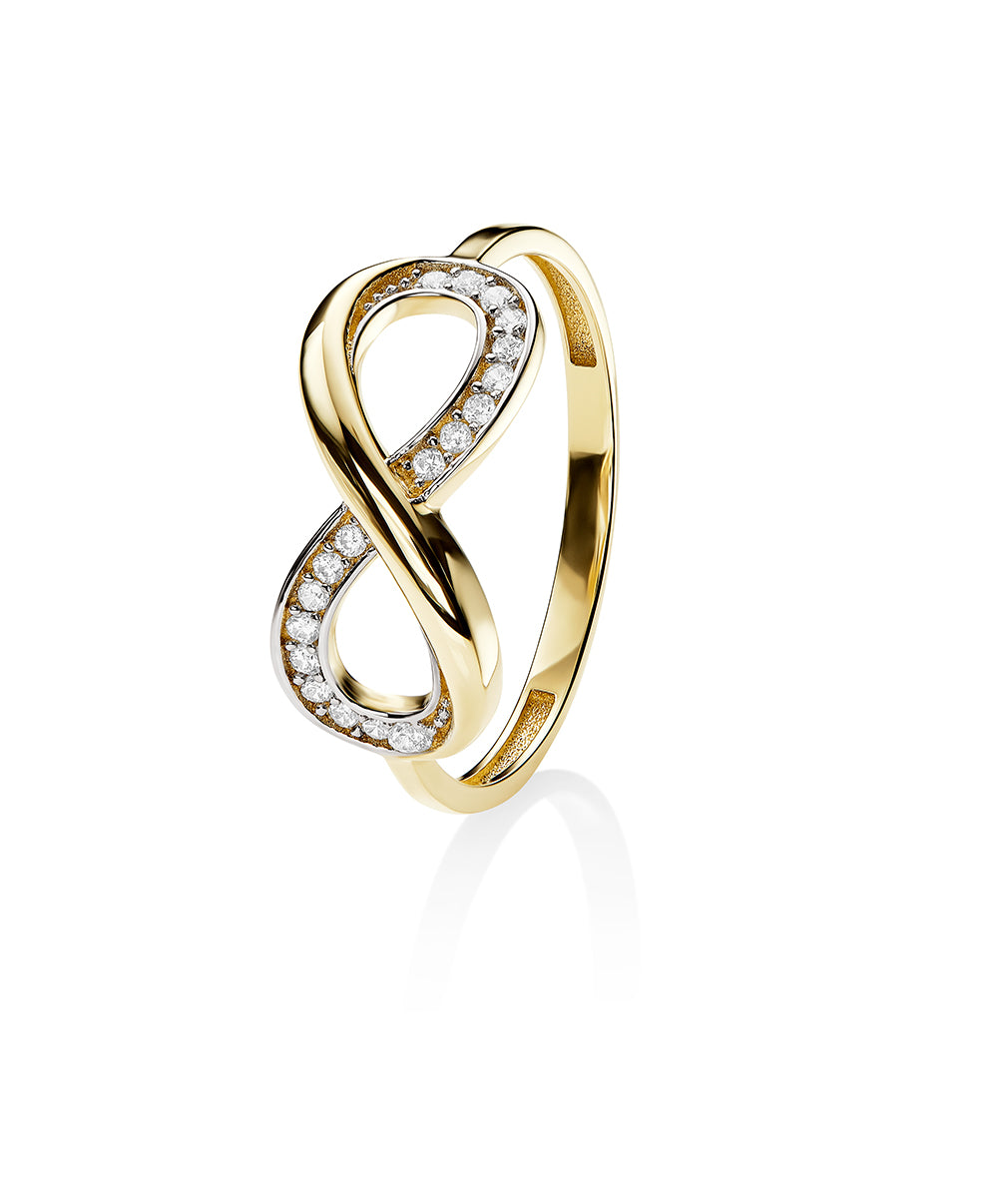 9ct gold stone set infinity ring