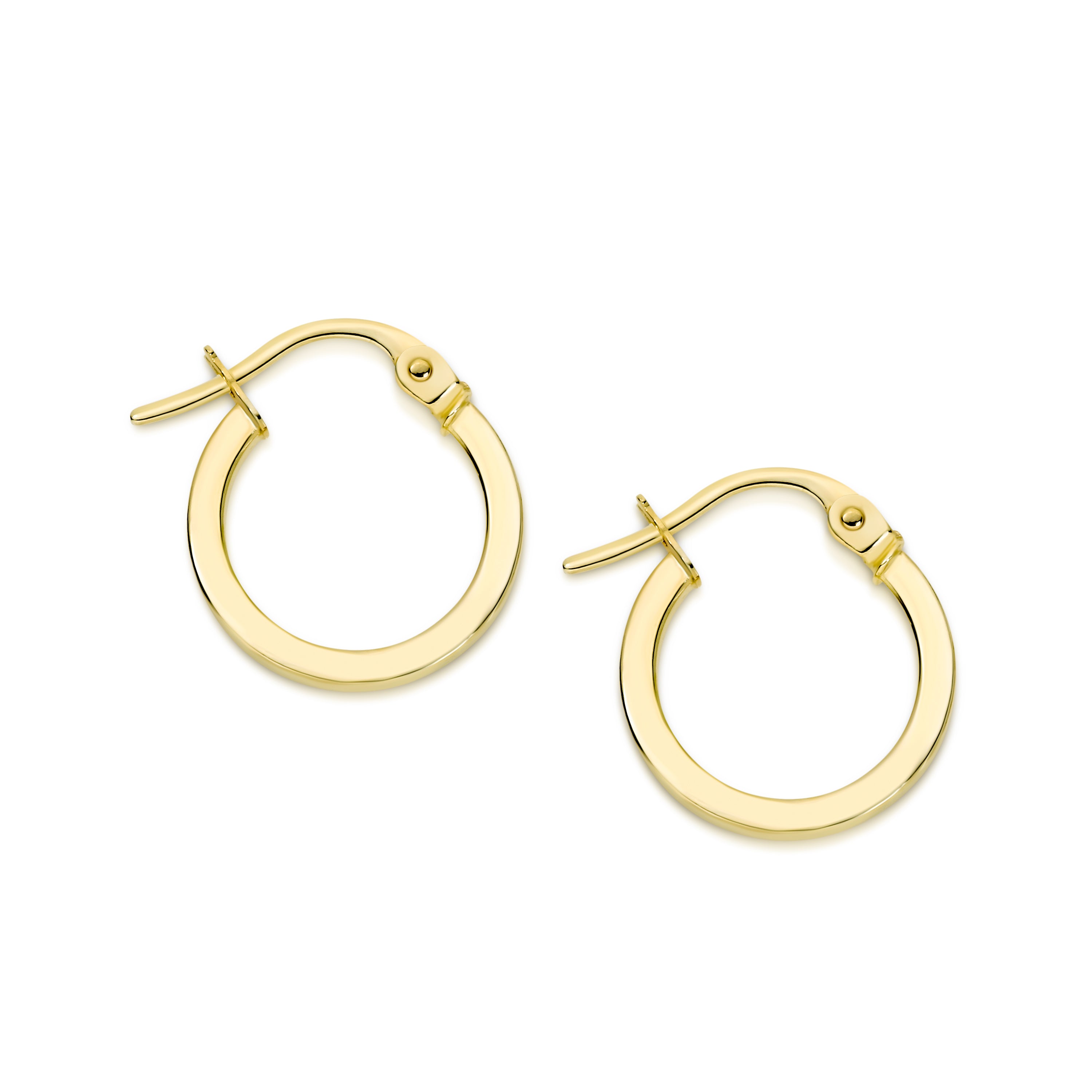 9ct gold square stube hoops 10mm