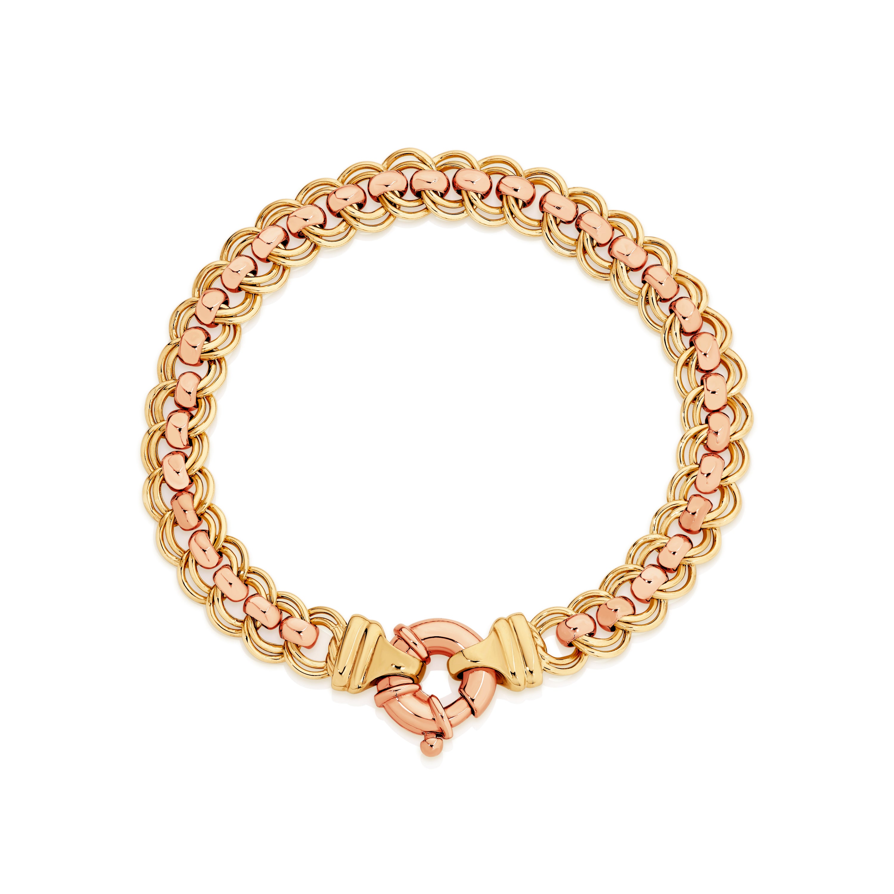 9ct yellow & rose gold solid roller bracelet
