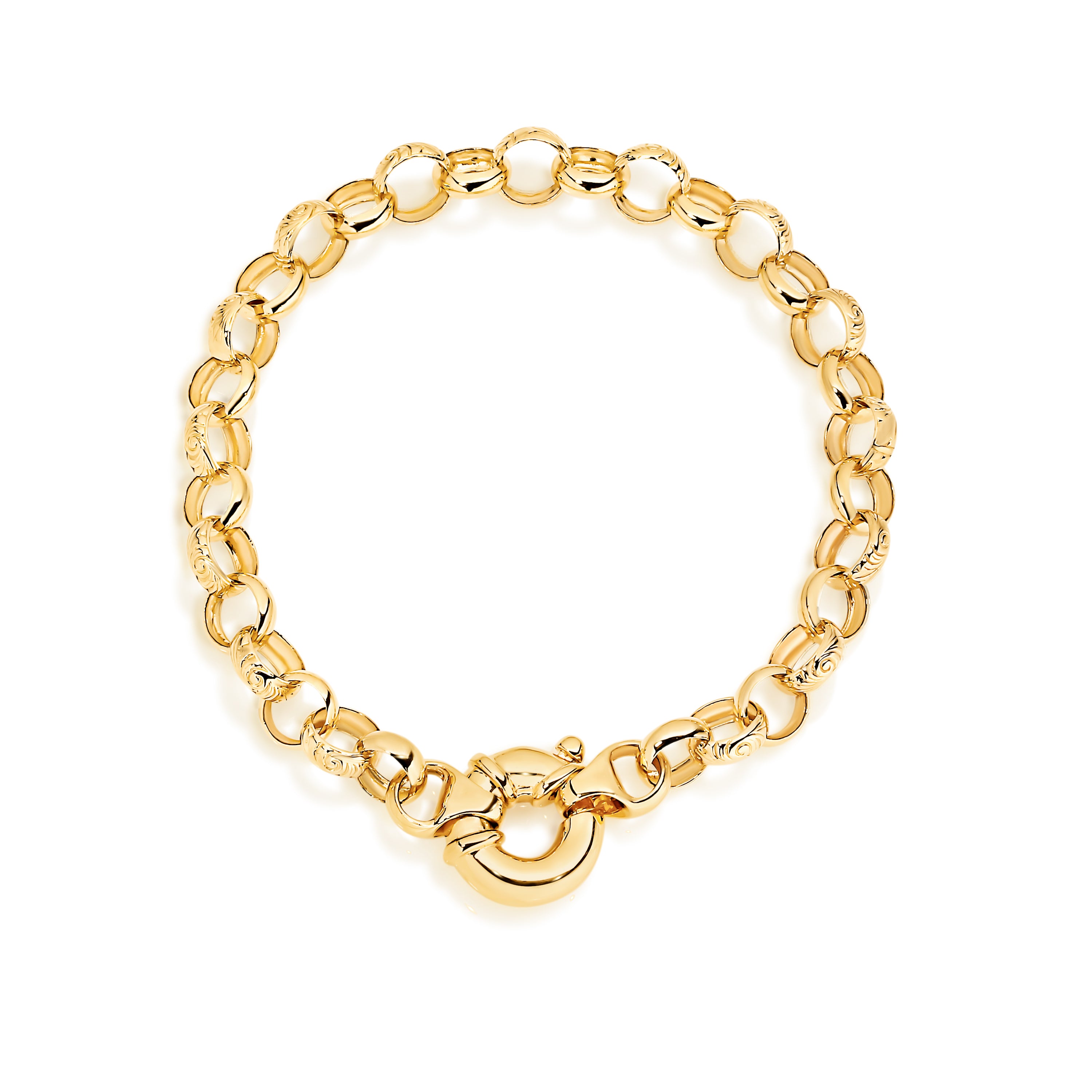 9ct gold solid engraved bracelet