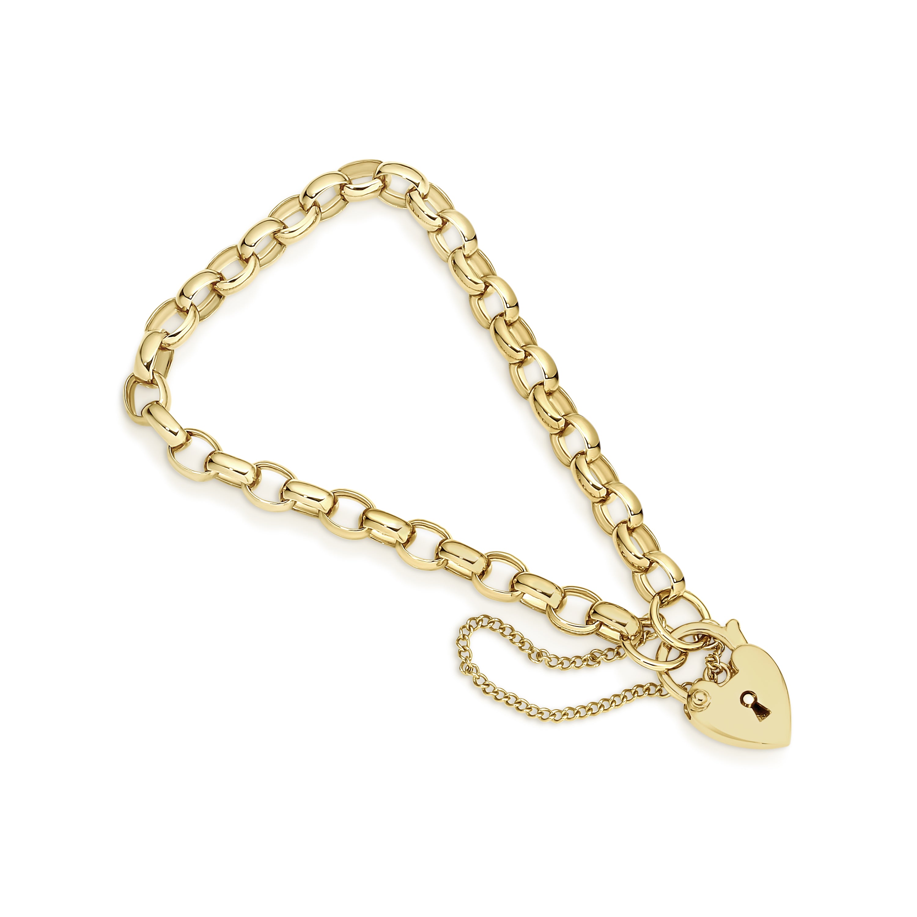 9ct gold solid padlock bracelet