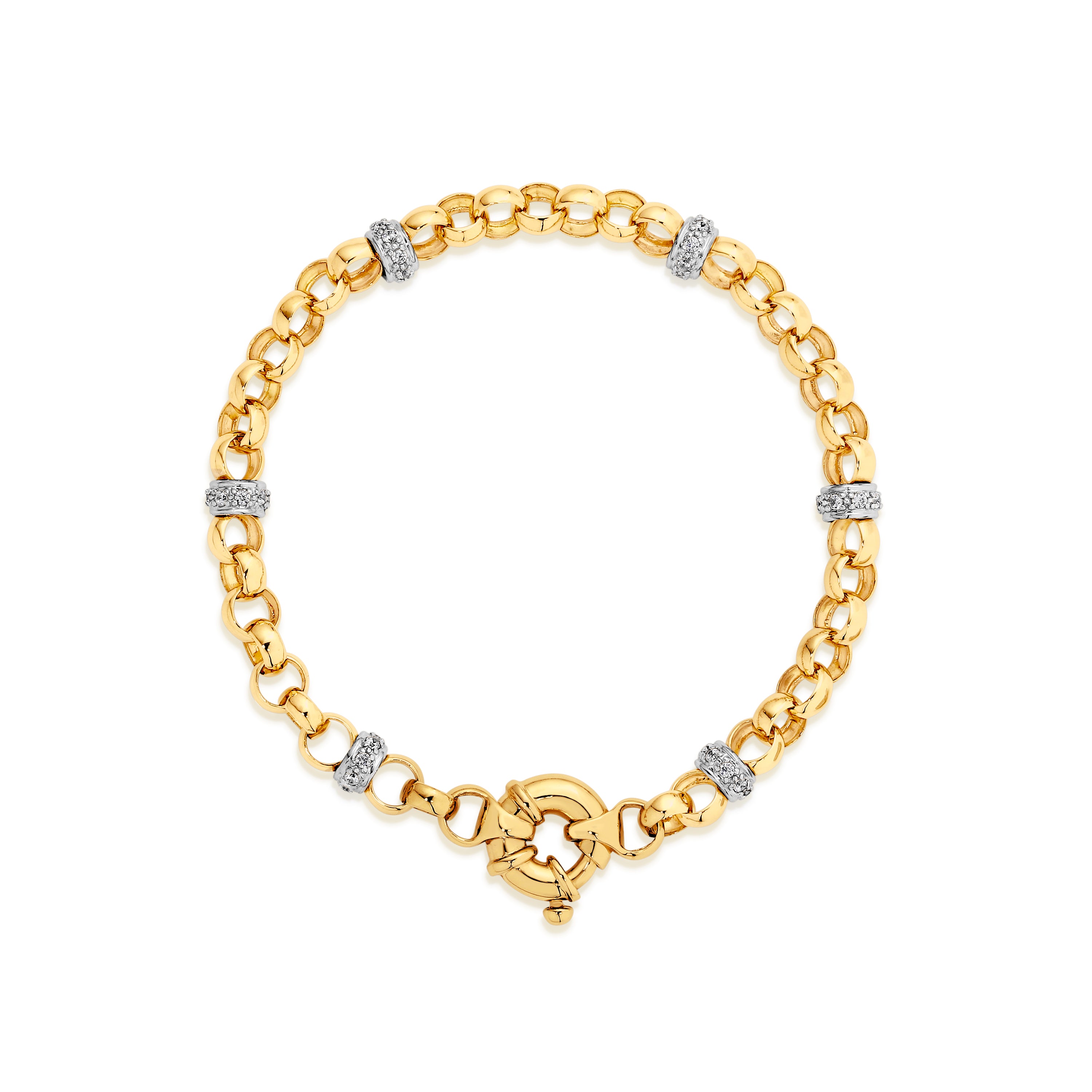 9ct gold solid stone set bracelet