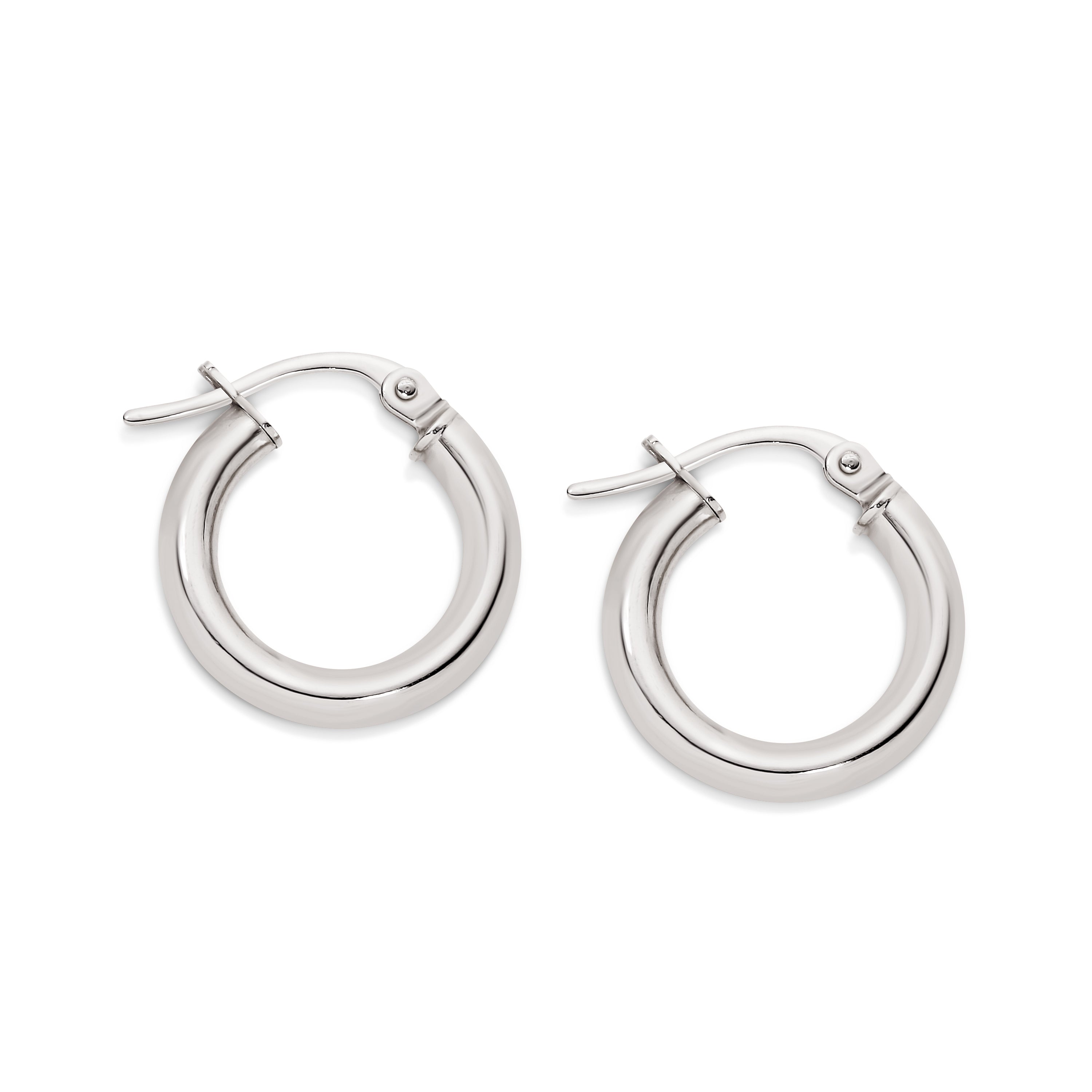 9ct white gold polished hoops 10mm