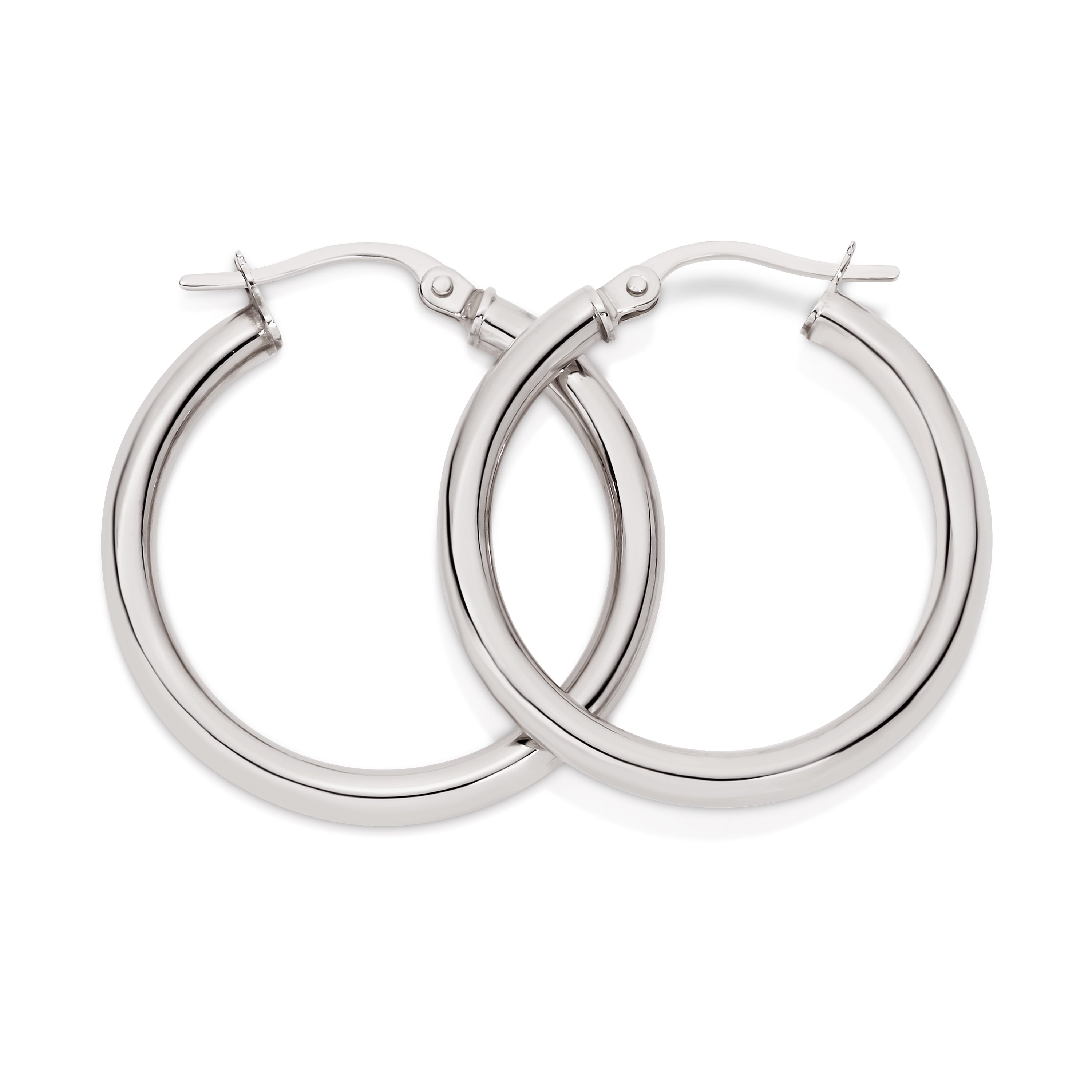9ct white gold polished hoops 20mm