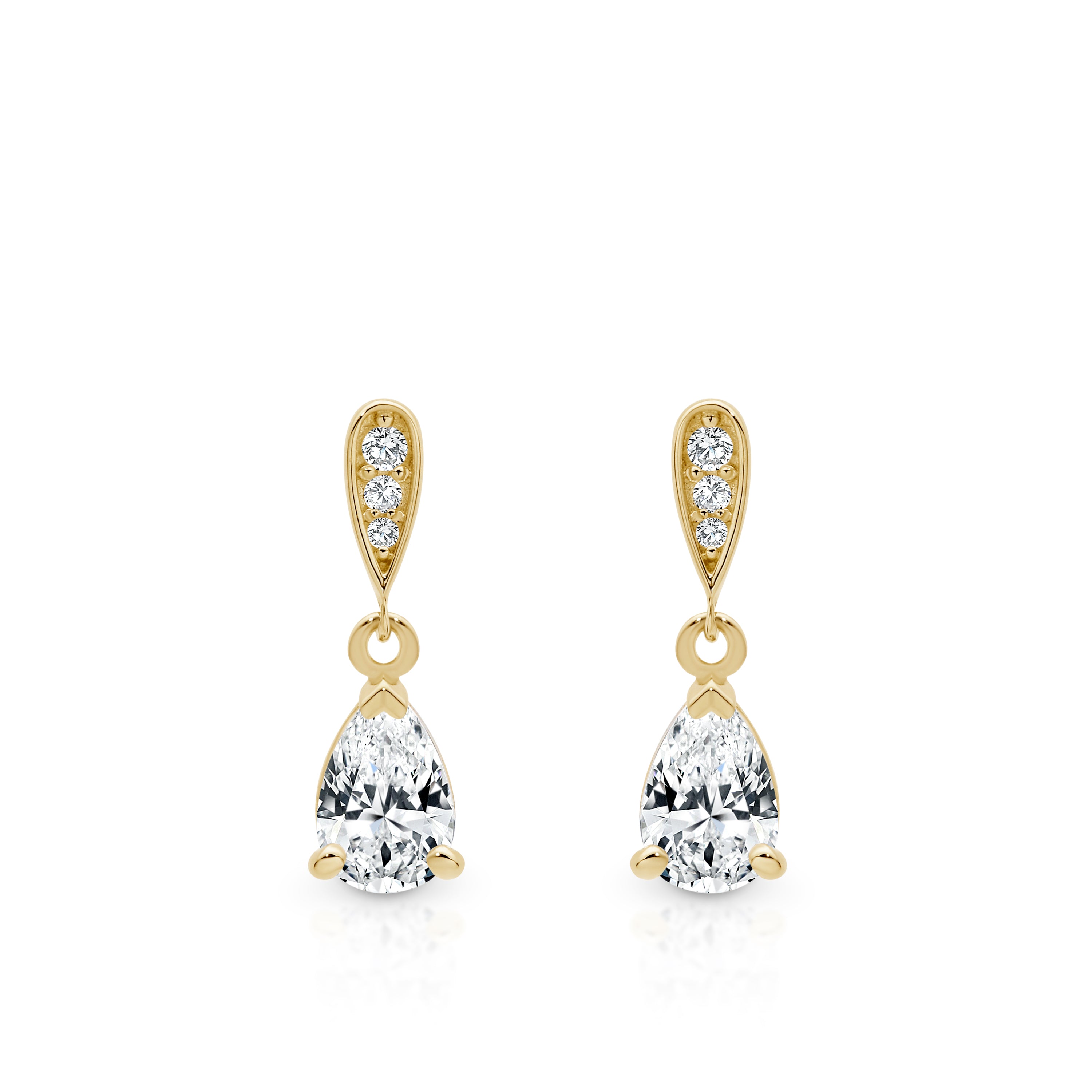 9ct gold stone set drop earrings