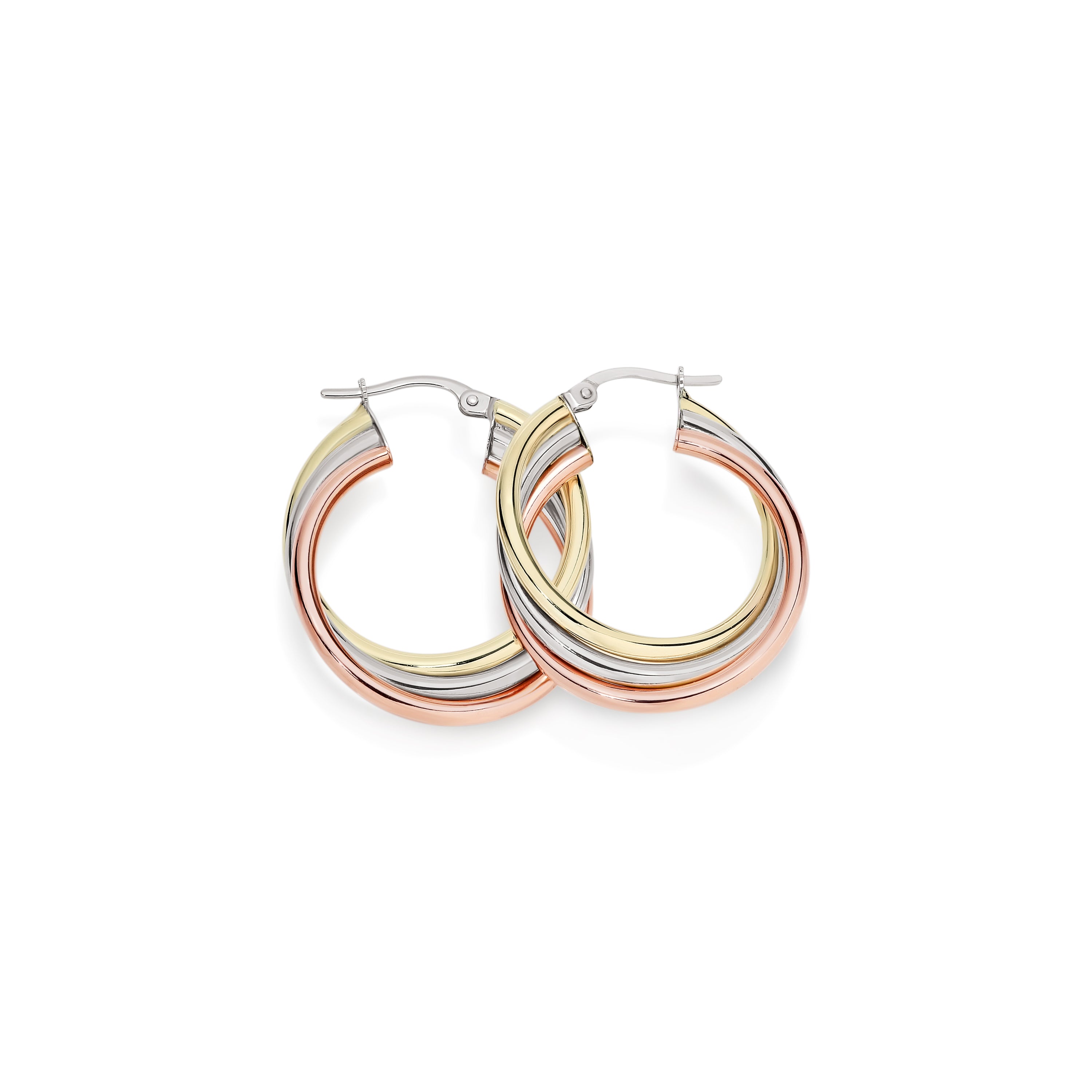 9ct 3 tone hoops